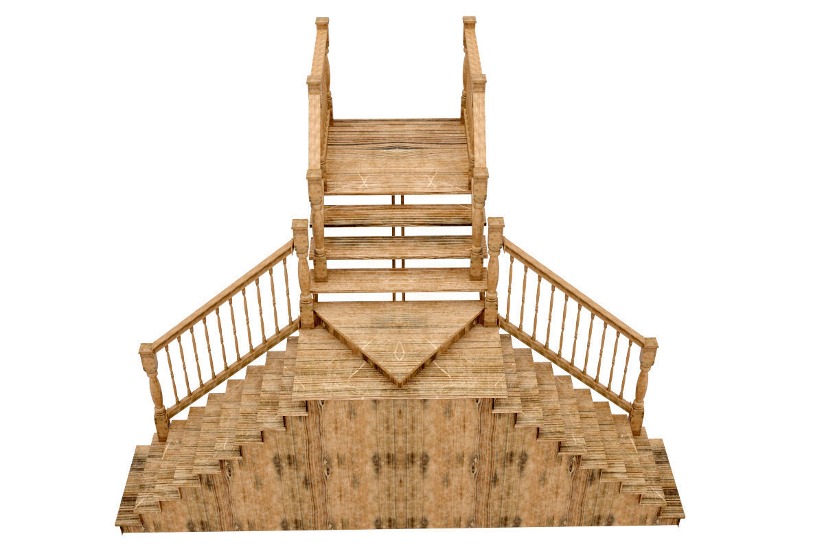 Wood Stair 3D model_6