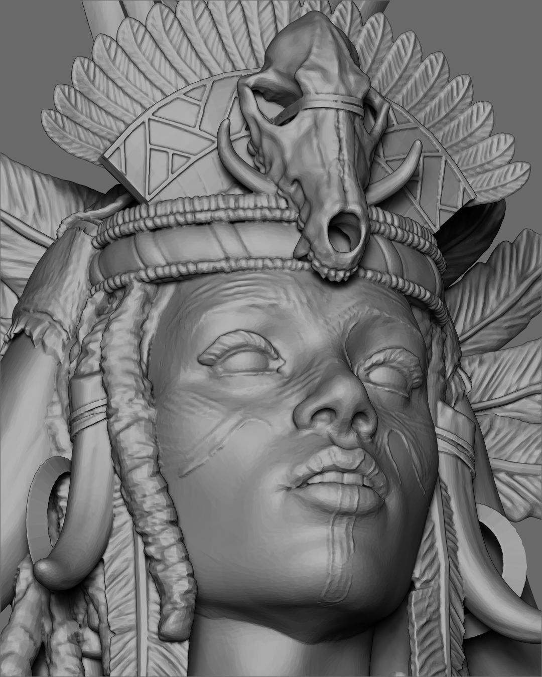 Witch Doctor Bust 3D print model_2