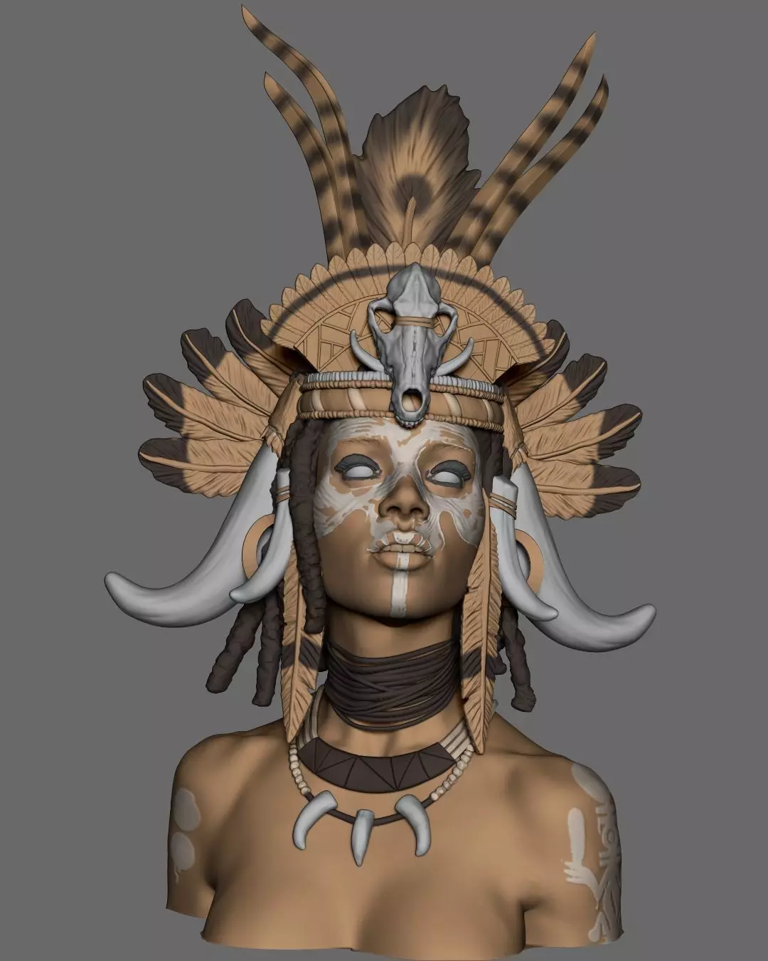 Witch Doctor Bust 3D print model_0