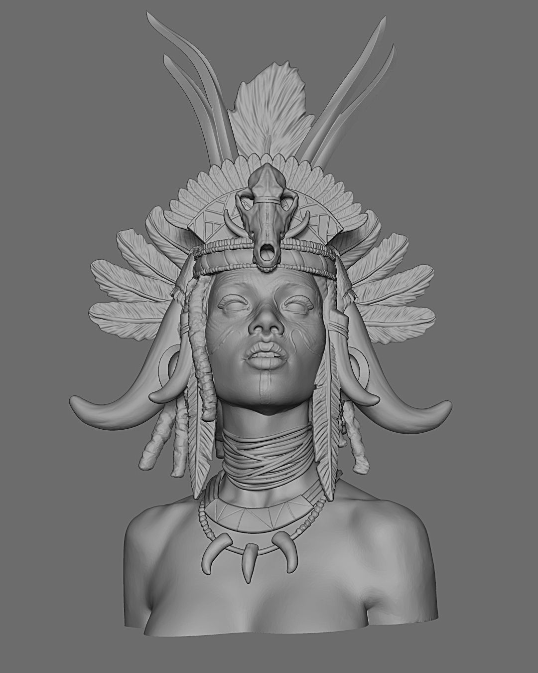 Witch Doctor Bust 3D print model_8