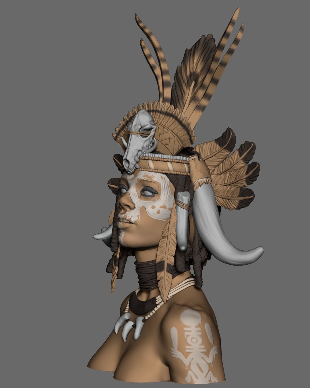 Witch Doctor Bust 3D print model_10
