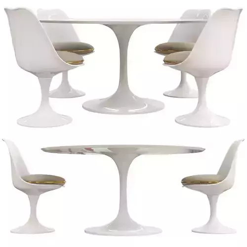 Saarinen tulip table chairs 3d model