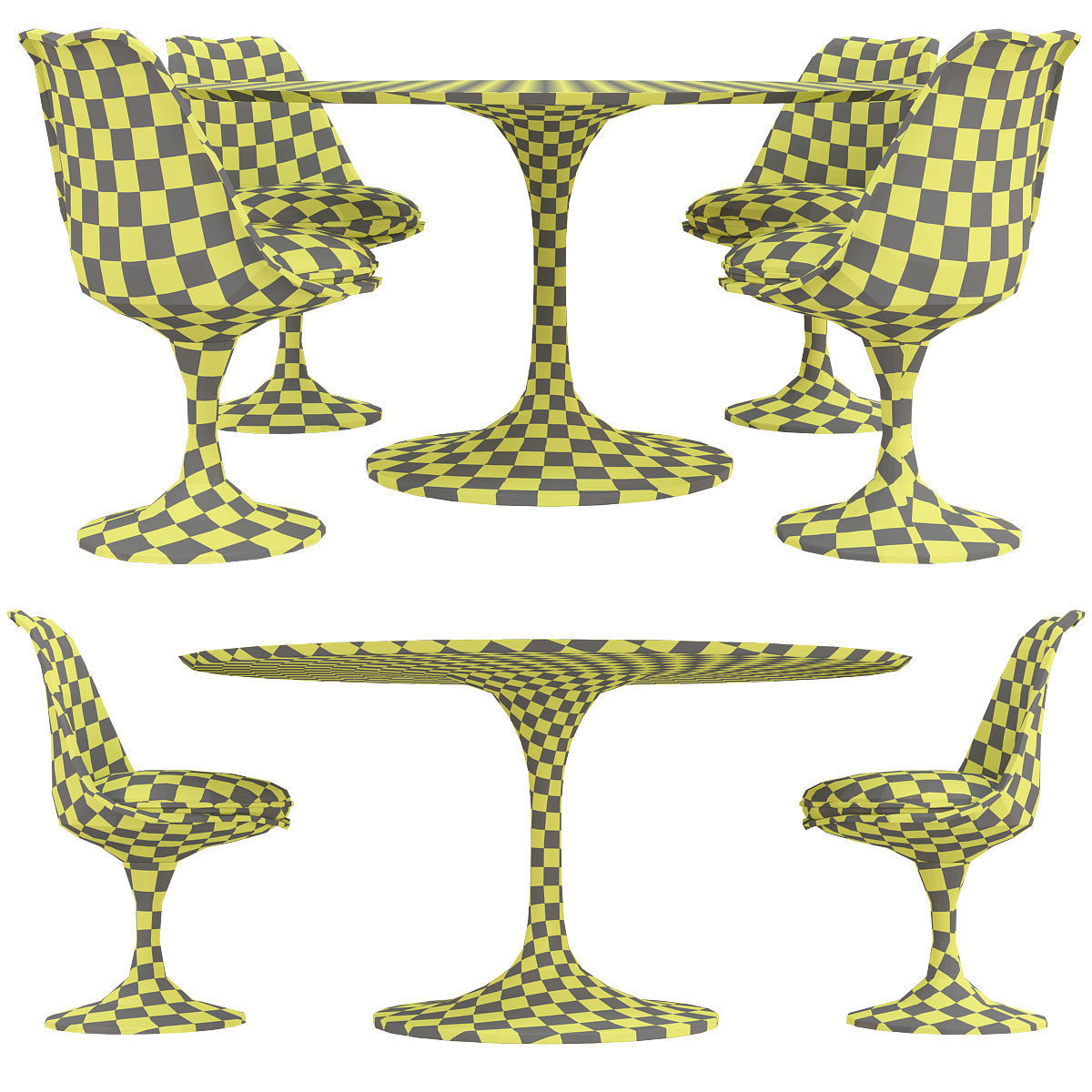 Saarinen tulip table chairs 3d model Low-poly 3D model_6