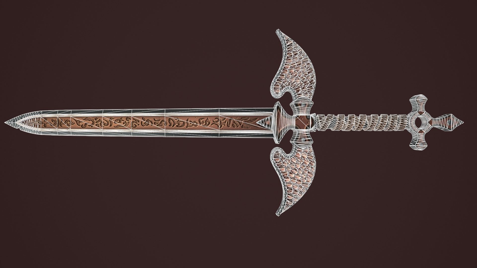 Rune two handed sword Low-poly 3D model_3