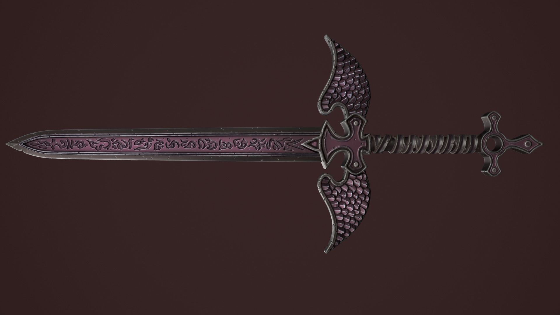 Rune two handed sword Low-poly 3D model_18