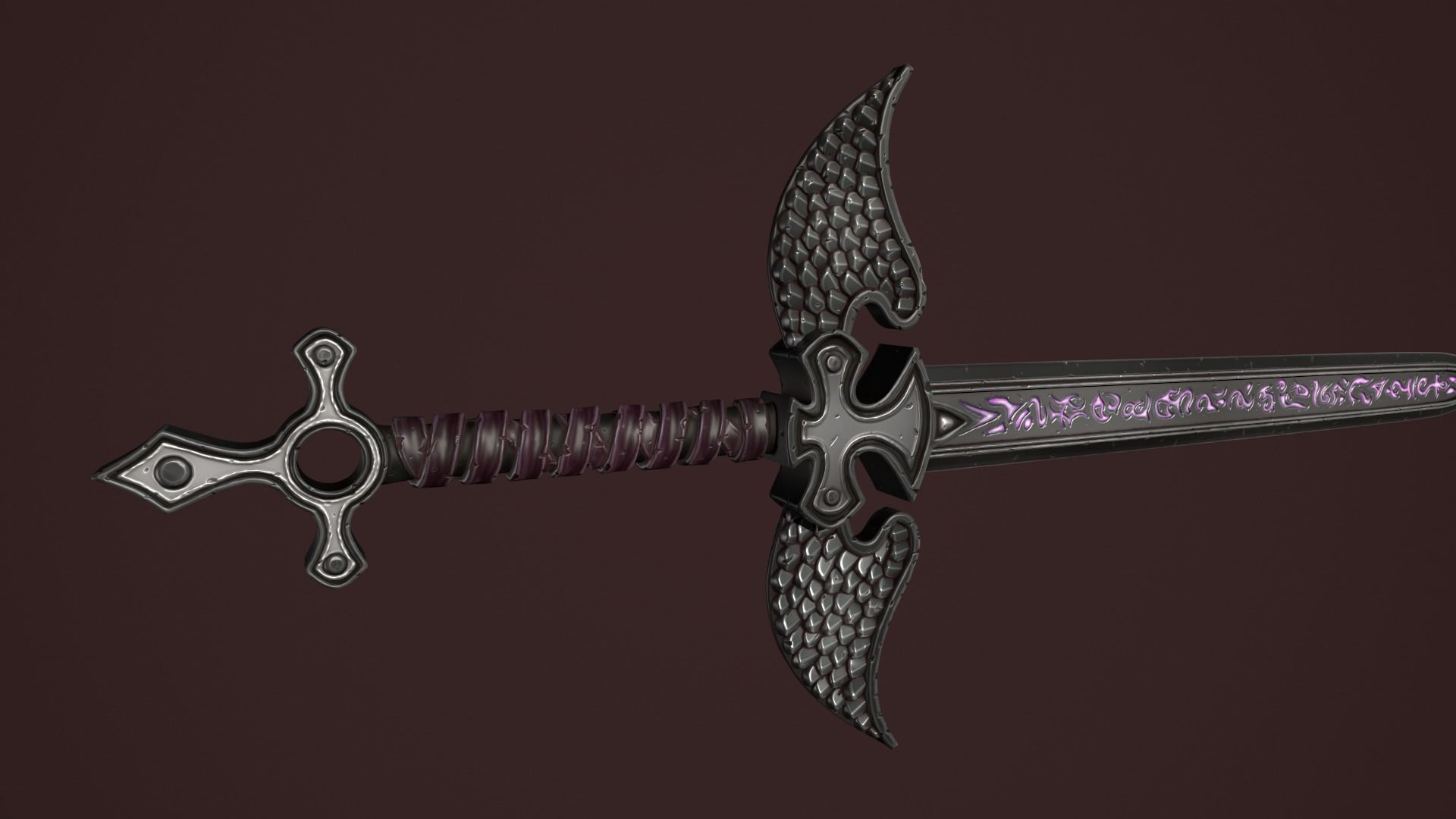 Rune two handed sword Low-poly 3D model_24