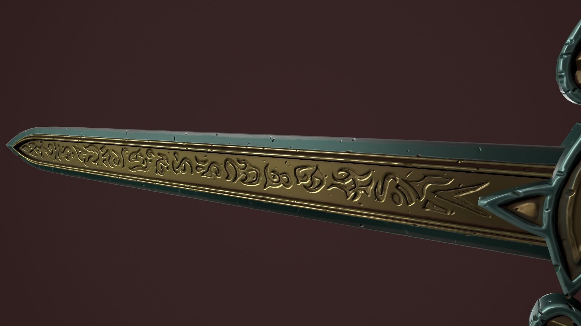 Rune two handed sword Low-poly 3D model_22