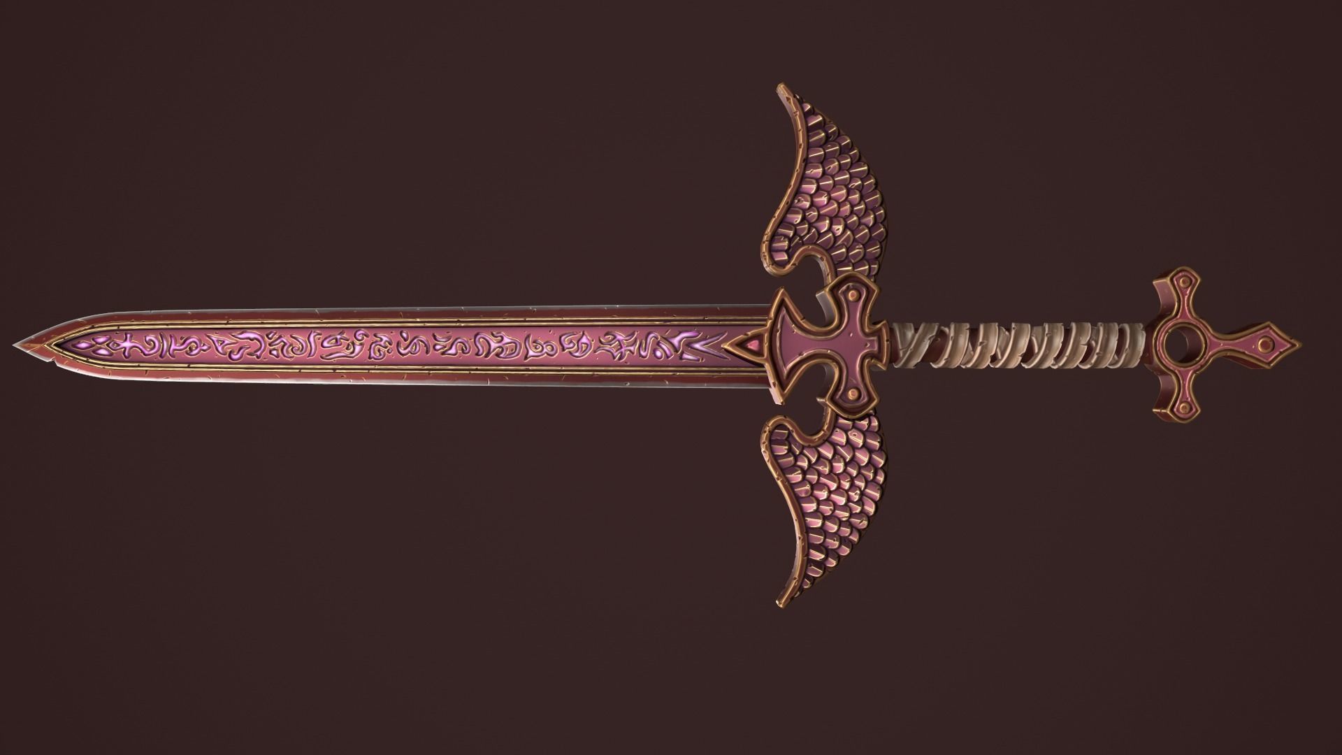 Rune two handed sword Low-poly 3D model_13
