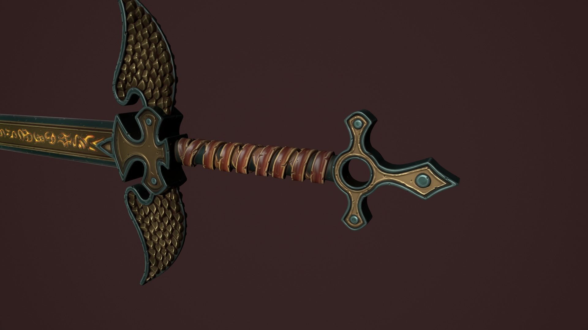 Rune two handed sword Low-poly 3D model_20