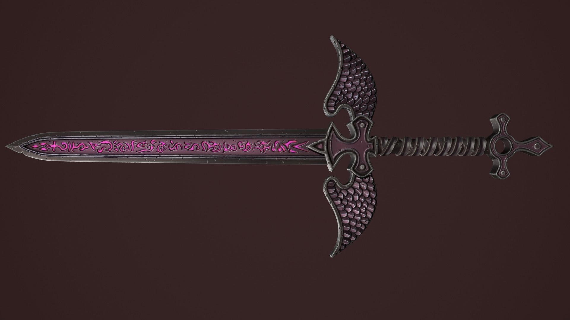 Rune two handed sword Low-poly 3D model_19