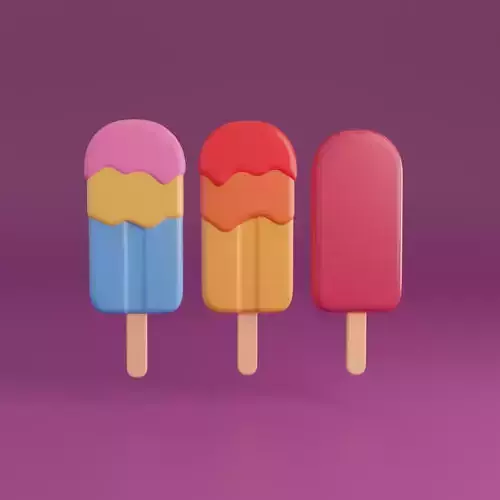 Cartoon popsicle icecream Low-poly 3D model