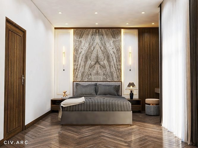 Modern and simple bedroom interior  3D model