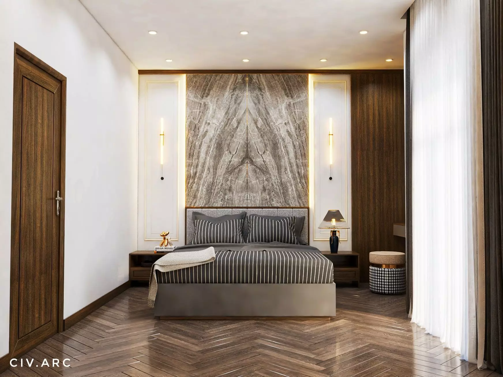 Modern and simple bedroom interior 3D model_0