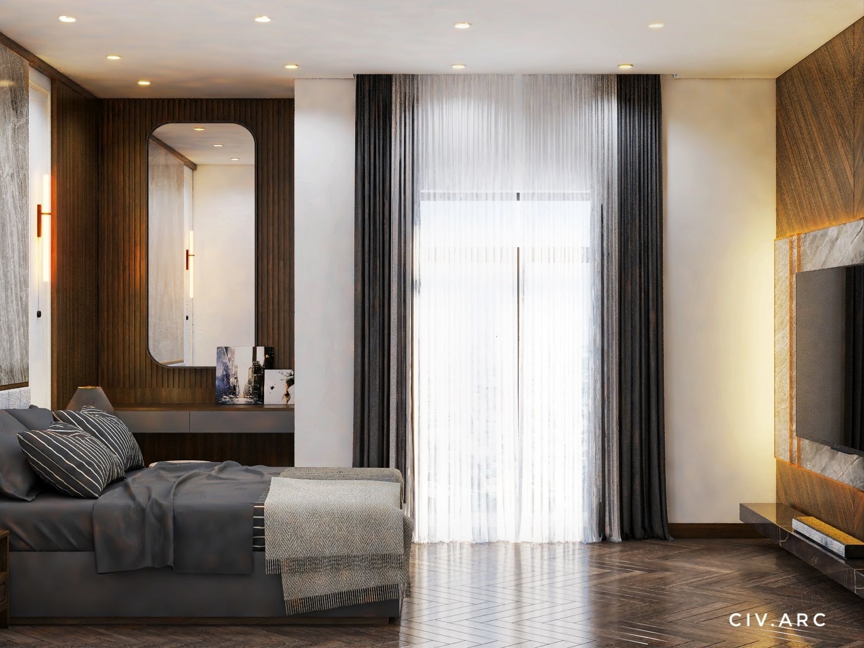 Modern and simple bedroom interior 3D model_5