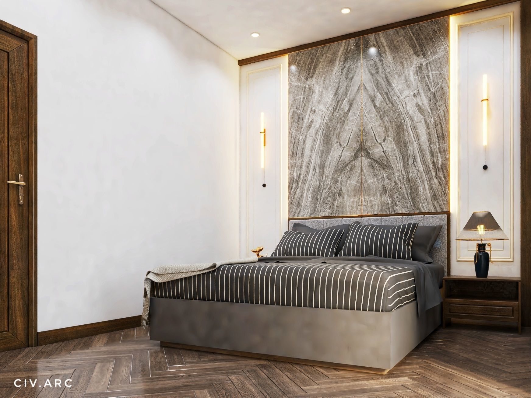 Modern and simple bedroom interior 3D model_1