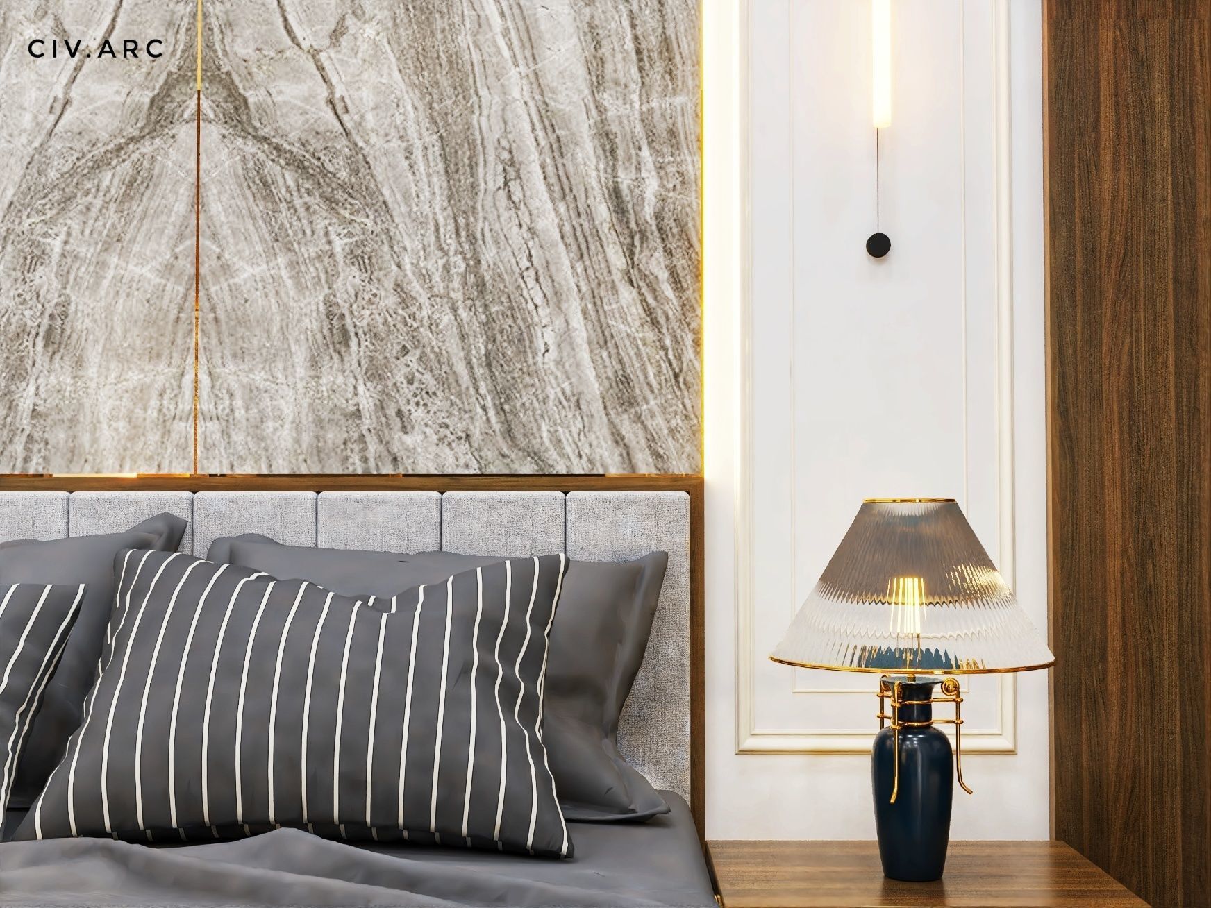 Modern and simple bedroom interior 3D model_4