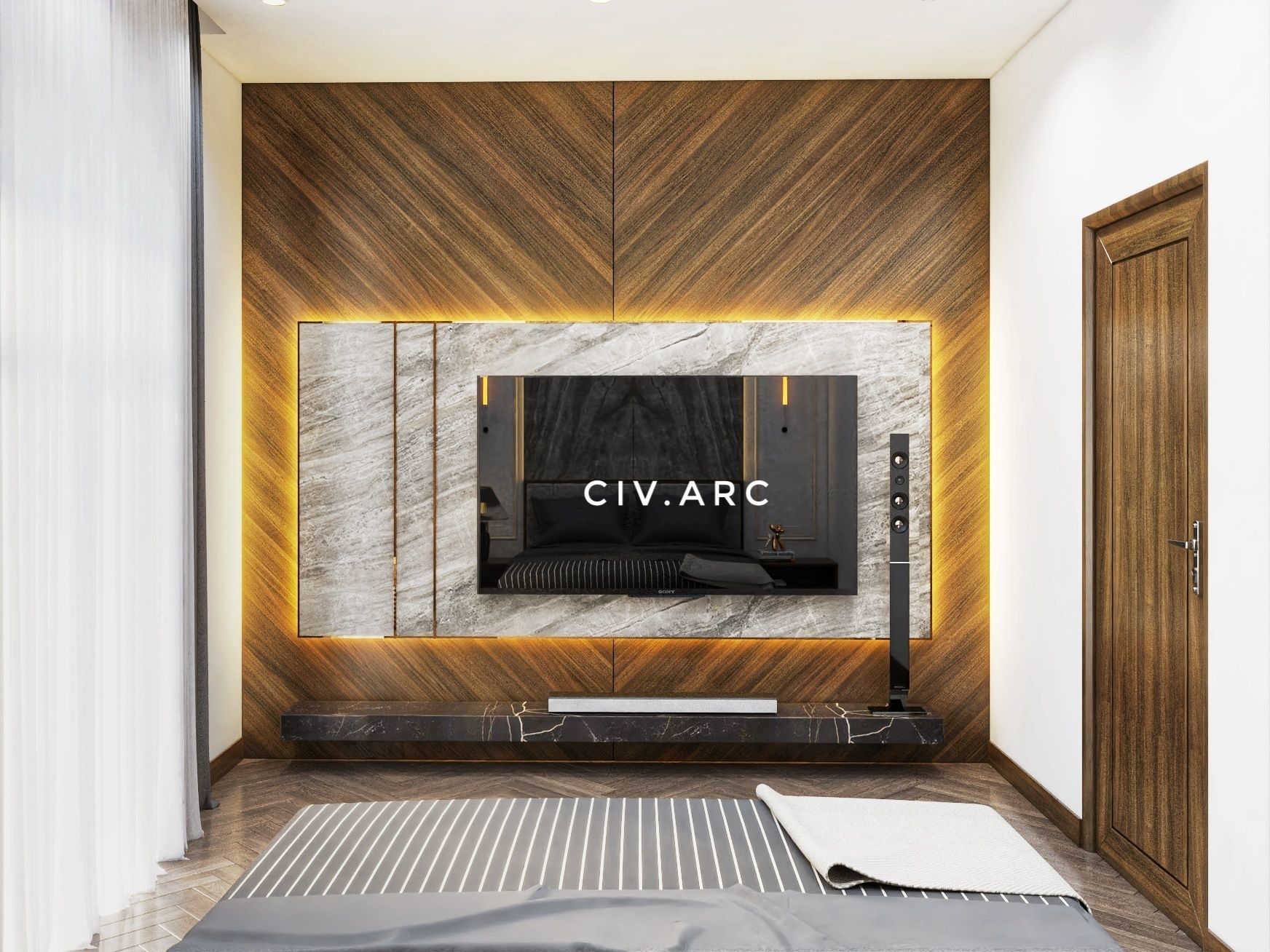 Modern and simple bedroom interior 3D model_2