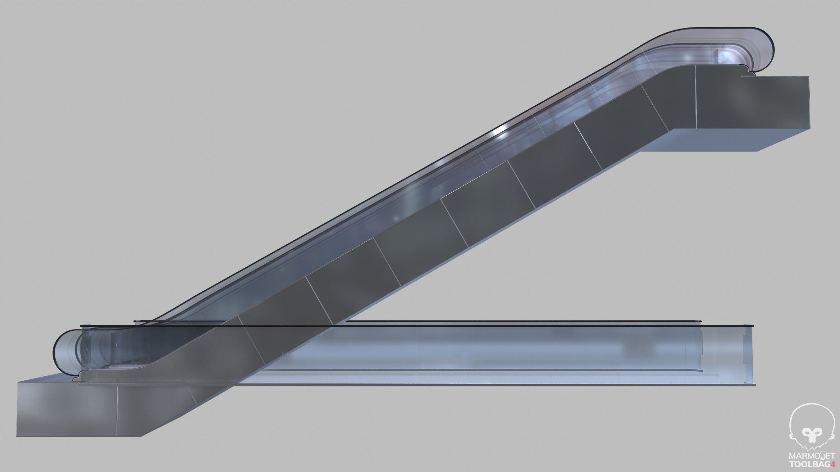 Escalator LMG-30-100L Lowpoly Low-poly 3D model_11