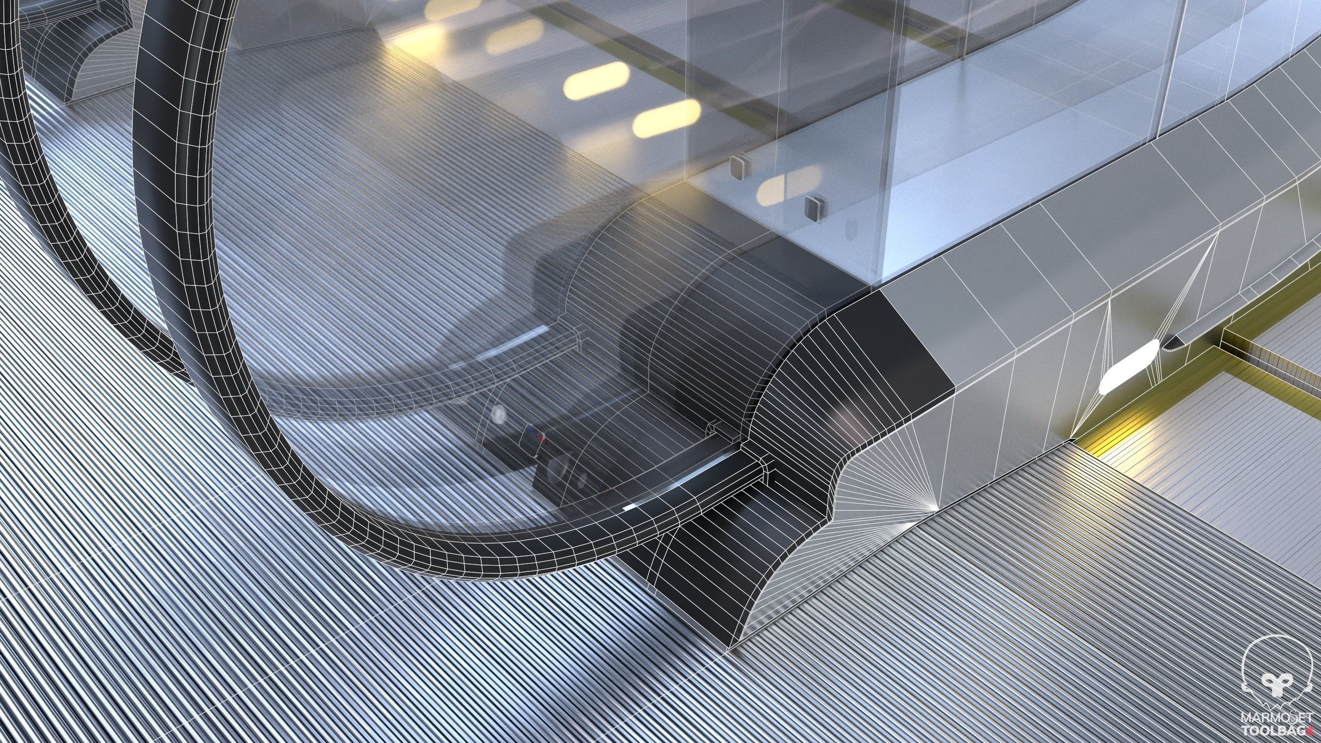 Escalator LMG-30-100L Lowpoly Low-poly 3D model_14