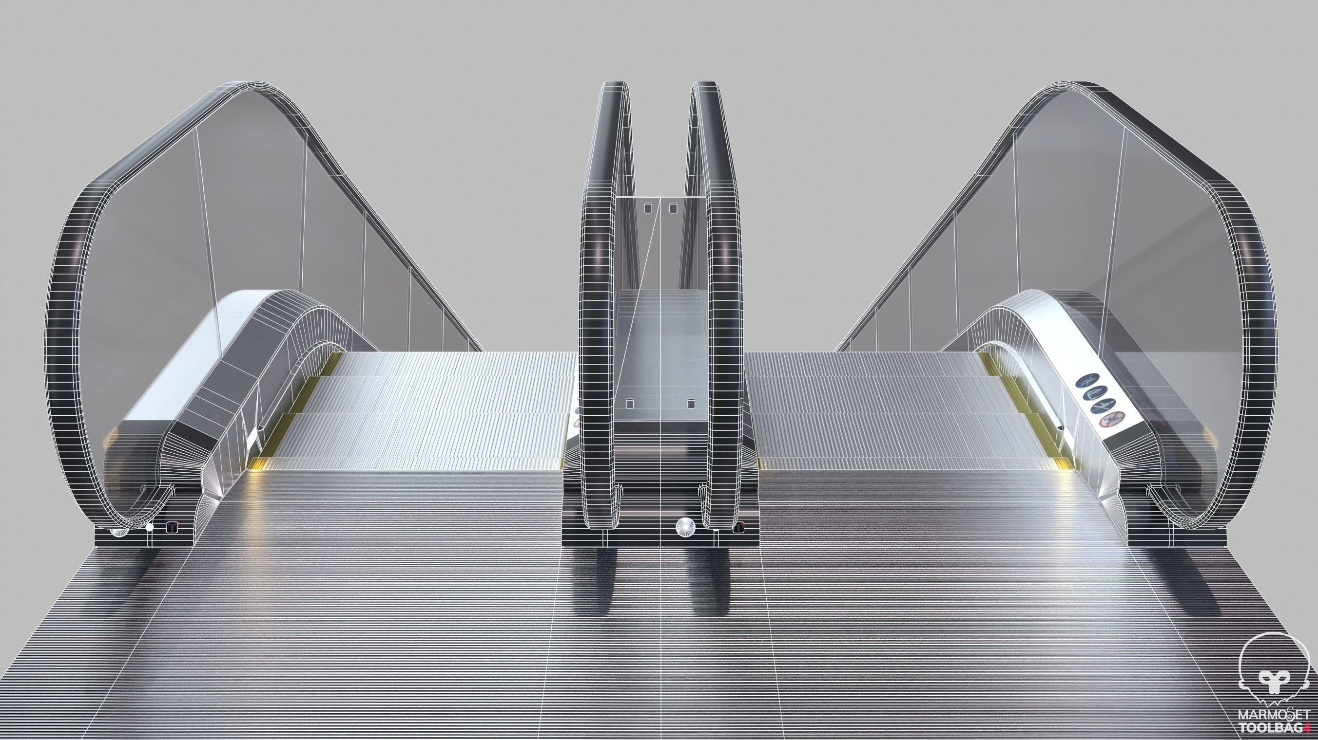 Escalator LMG-30-100L Lowpoly Low-poly 3D model_8