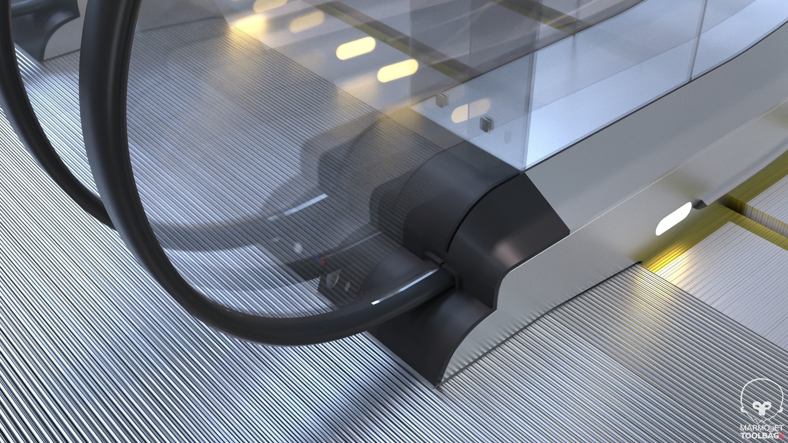 Escalator LMG-30-100L Lowpoly Low-poly 3D model_13