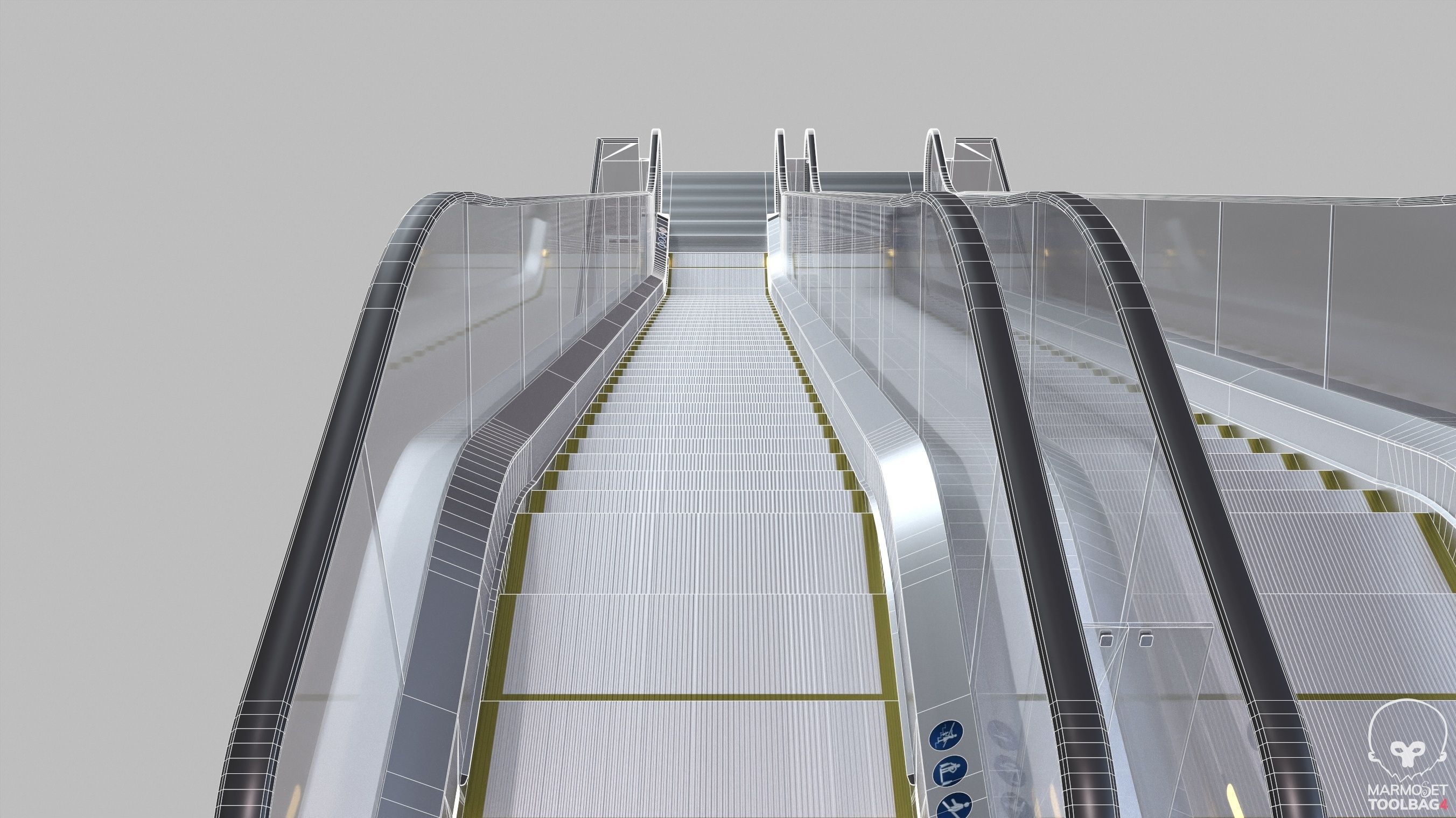 Escalator LMG-30-100L Lowpoly Low-poly 3D model_16