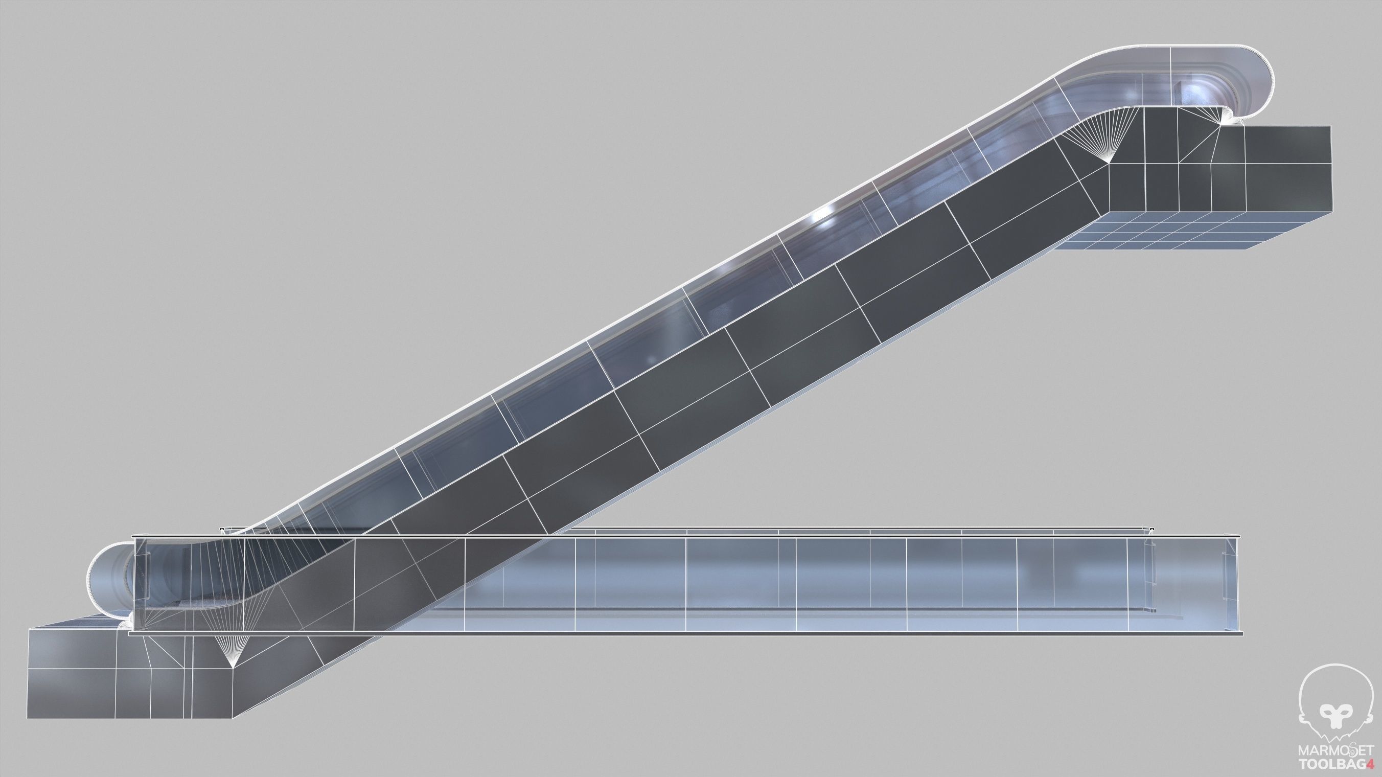 Escalator LMG-30-100L Lowpoly Low-poly 3D model_12
