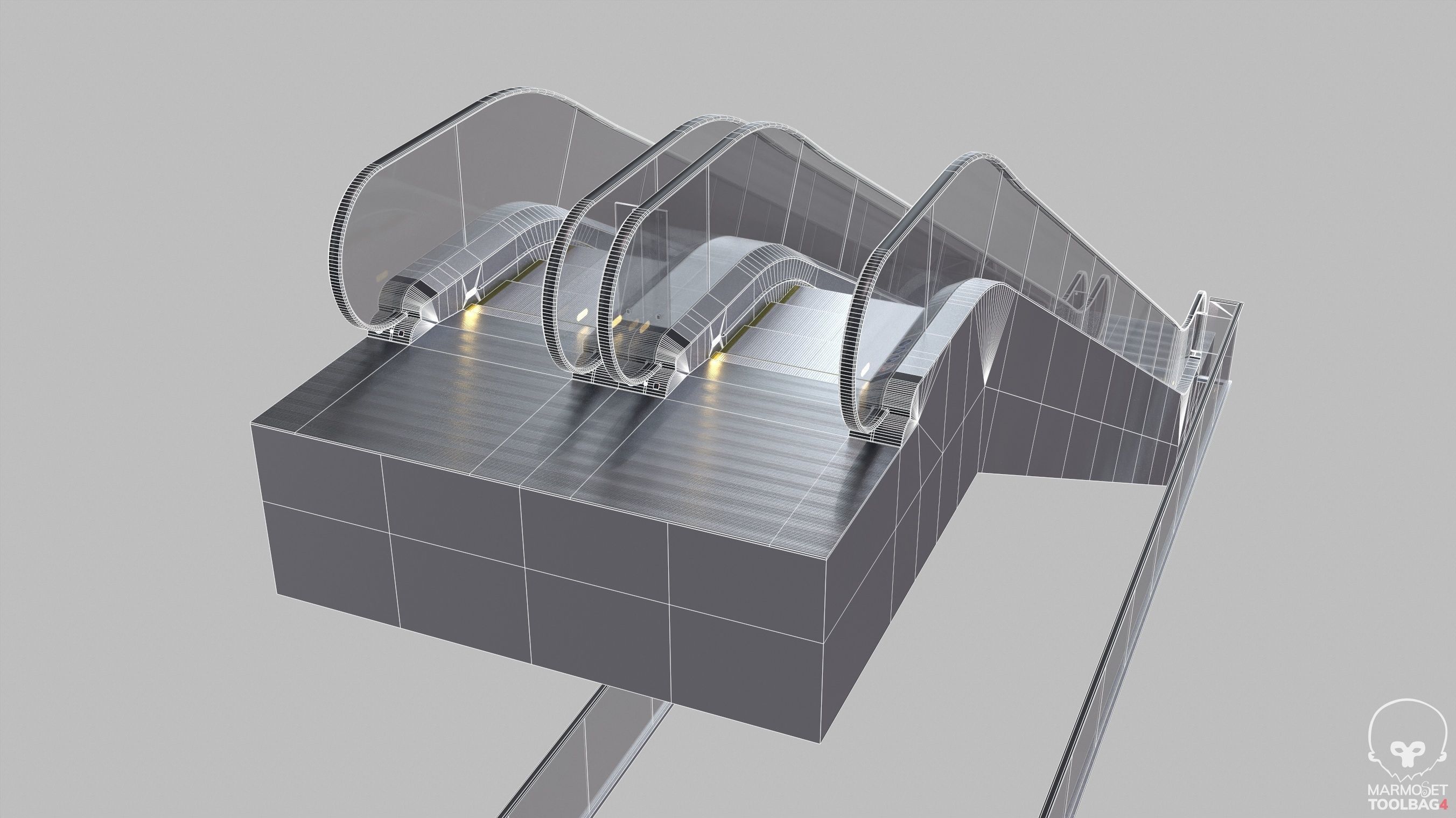 Escalator LMG-30-100L Lowpoly Low-poly 3D model_6