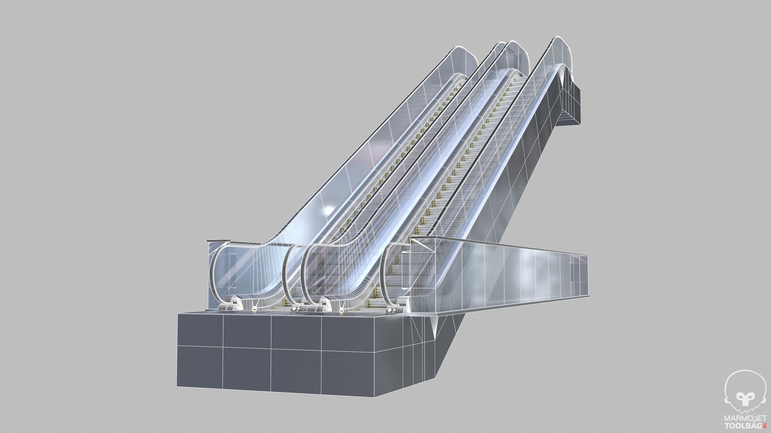 Escalator LMG-30-100L Lowpoly Low-poly 3D model_4