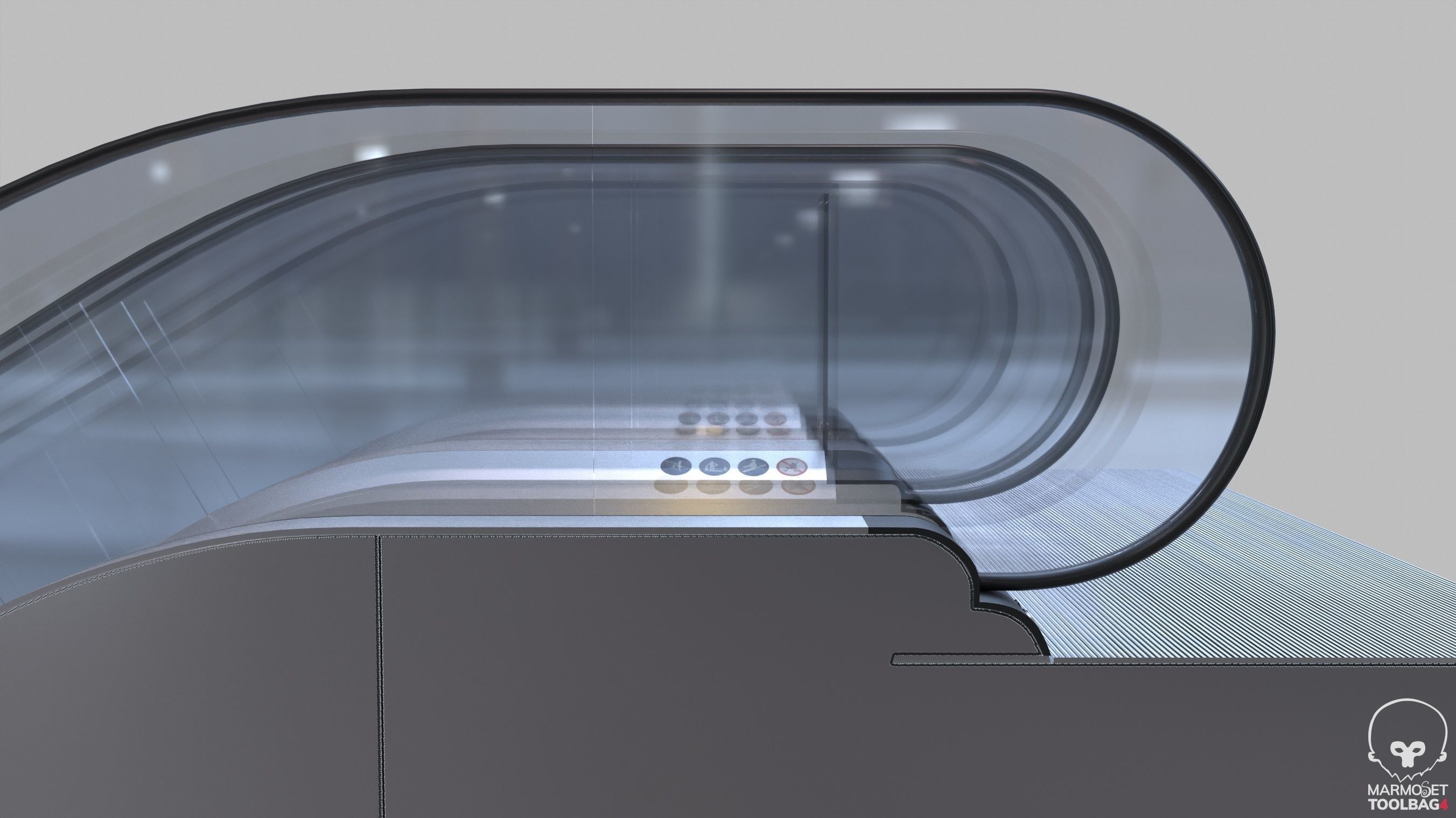 Escalator LMG-30-100L Lowpoly Low-poly 3D model_9