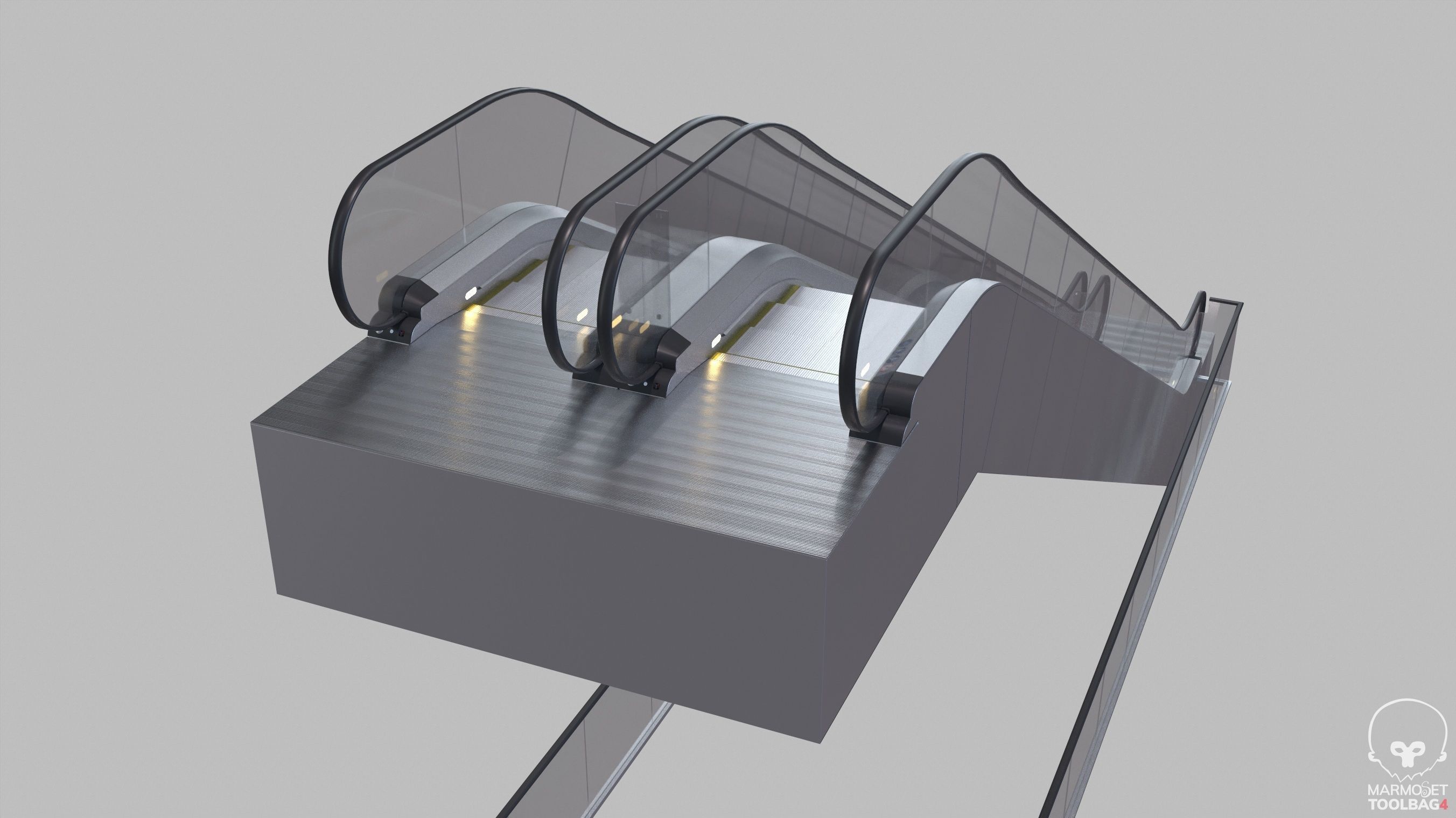 Escalator LMG-30-100L Lowpoly Low-poly 3D model_5