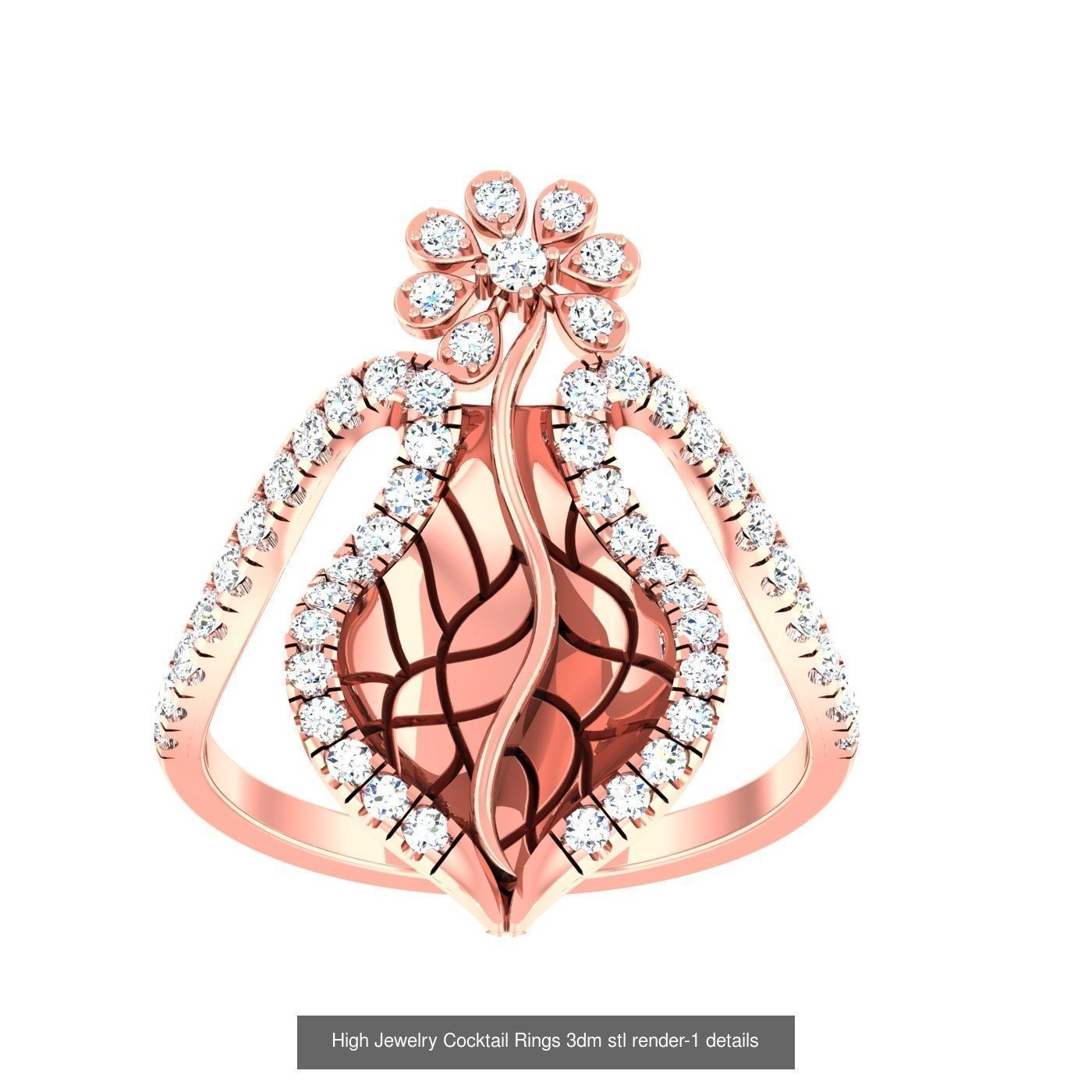 20 Flower Leaf High Jewelry Cocktail Rings 3dm stl 1-render 3D Model Collection_20