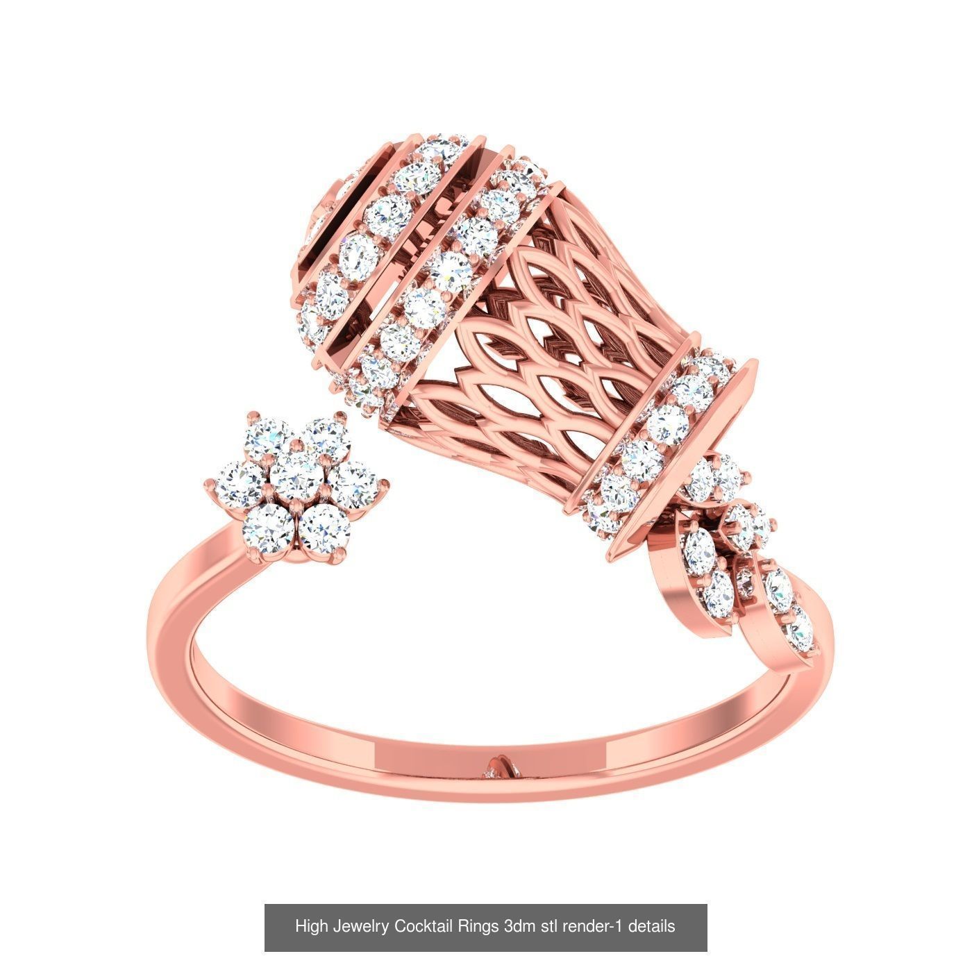 20 Flower Leaf High Jewelry Cocktail Rings 3dm stl 1-render 3D Model Collection_12