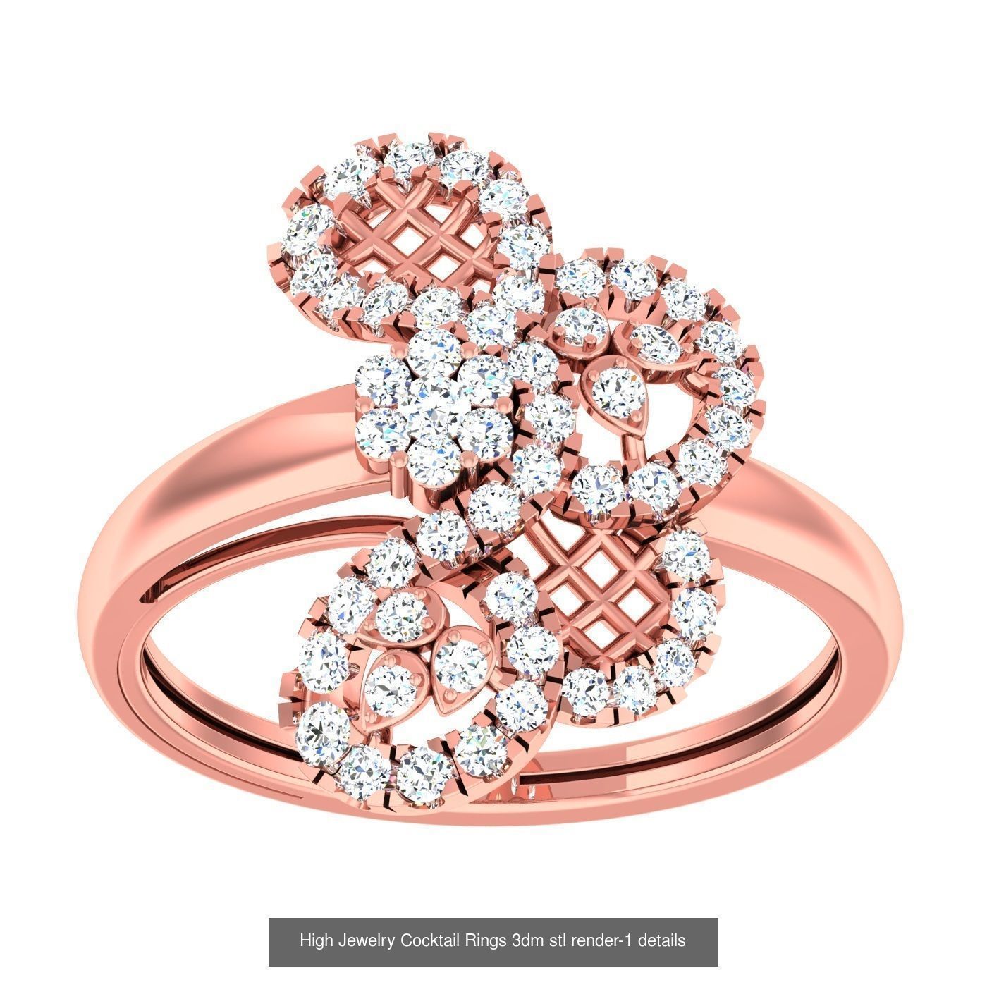 20 Flower Leaf High Jewelry Cocktail Rings 3dm stl 1-render 3D Model Collection_22