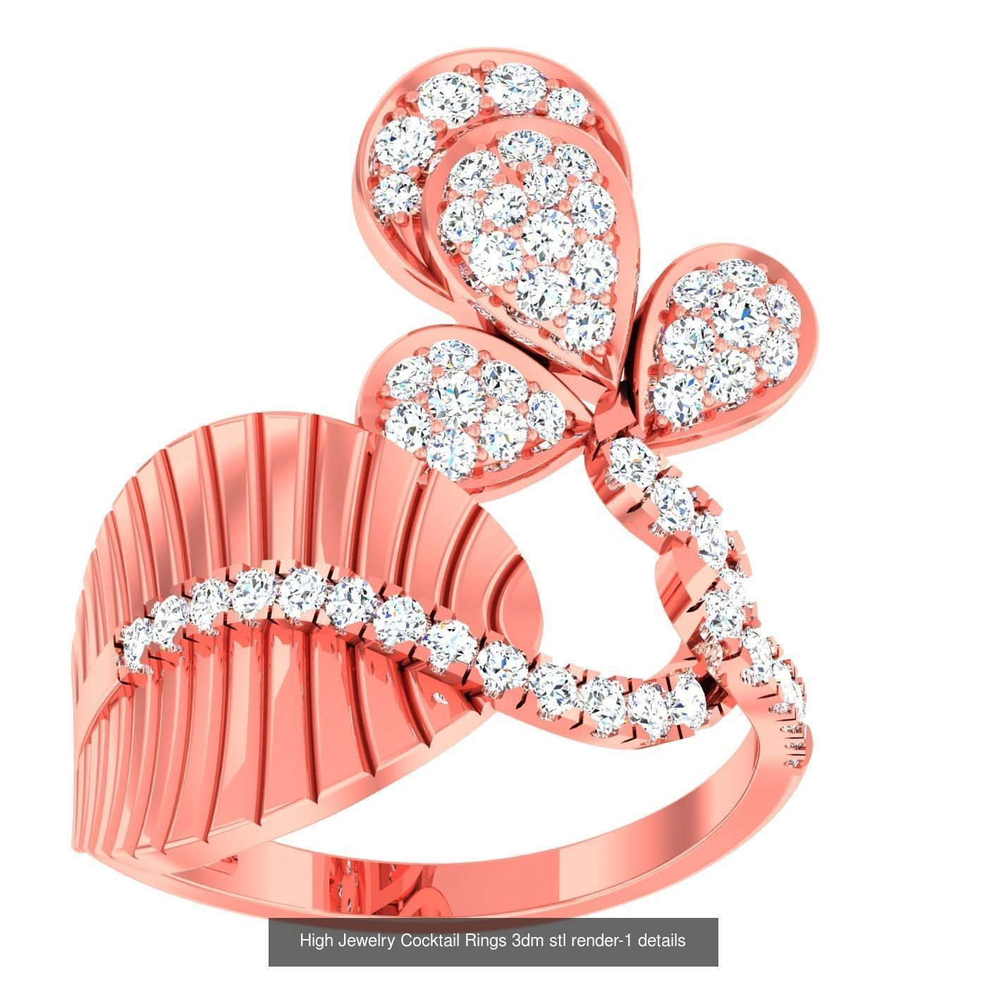20 Flower Leaf High Jewelry Cocktail Rings 3dm stl 1-render 3D Model Collection_15