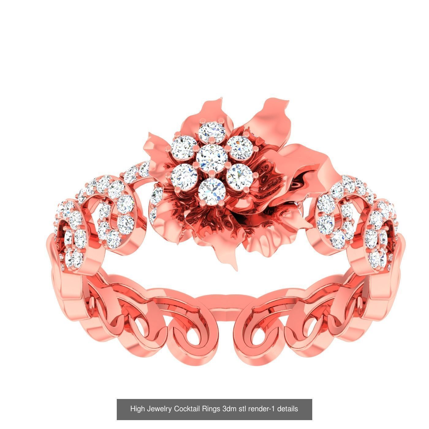 20 Flower Leaf High Jewelry Cocktail Rings 3dm stl 1-render 3D Model Collection_7