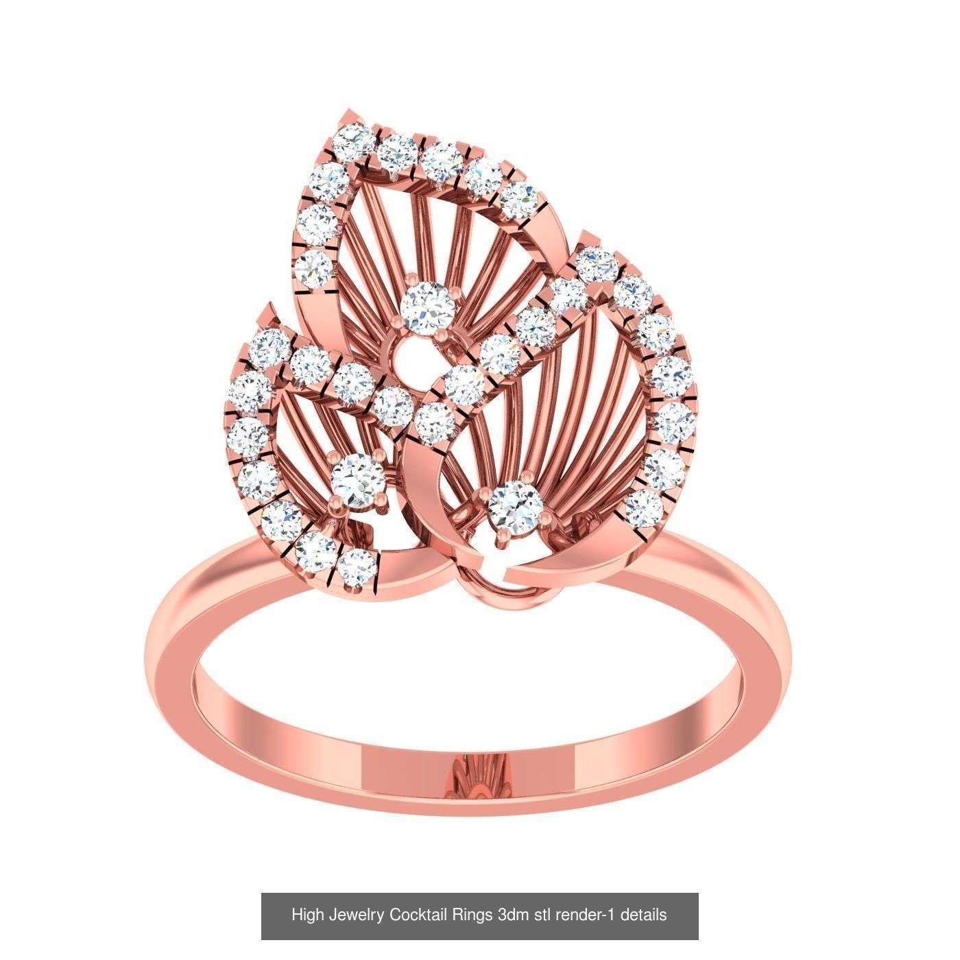20 Flower Leaf High Jewelry Cocktail Rings 3dm stl 1-render 3D Model Collection_21