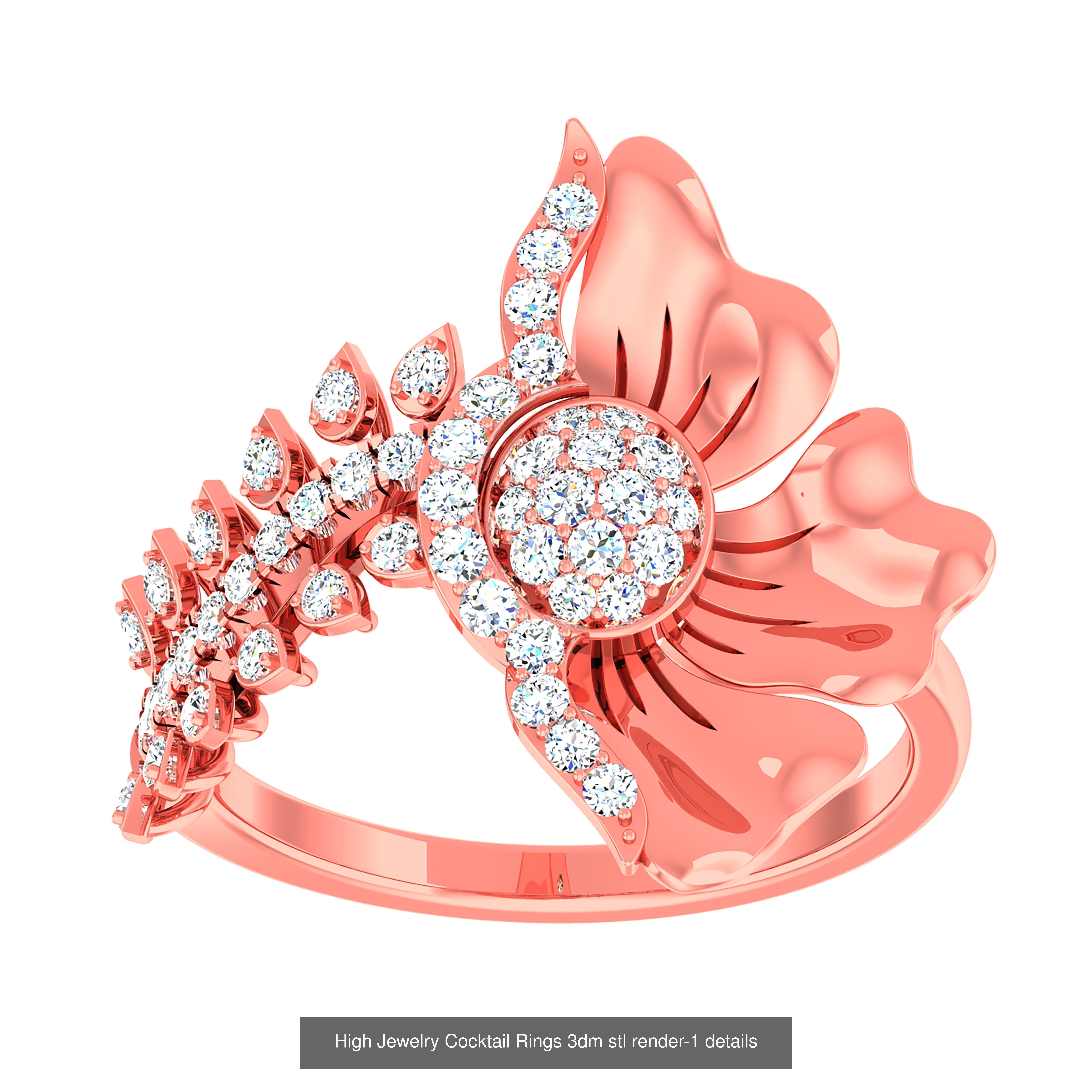 20 Flower Leaf High Jewelry Cocktail Rings 3dm stl 1-render 3D Model Collection_14