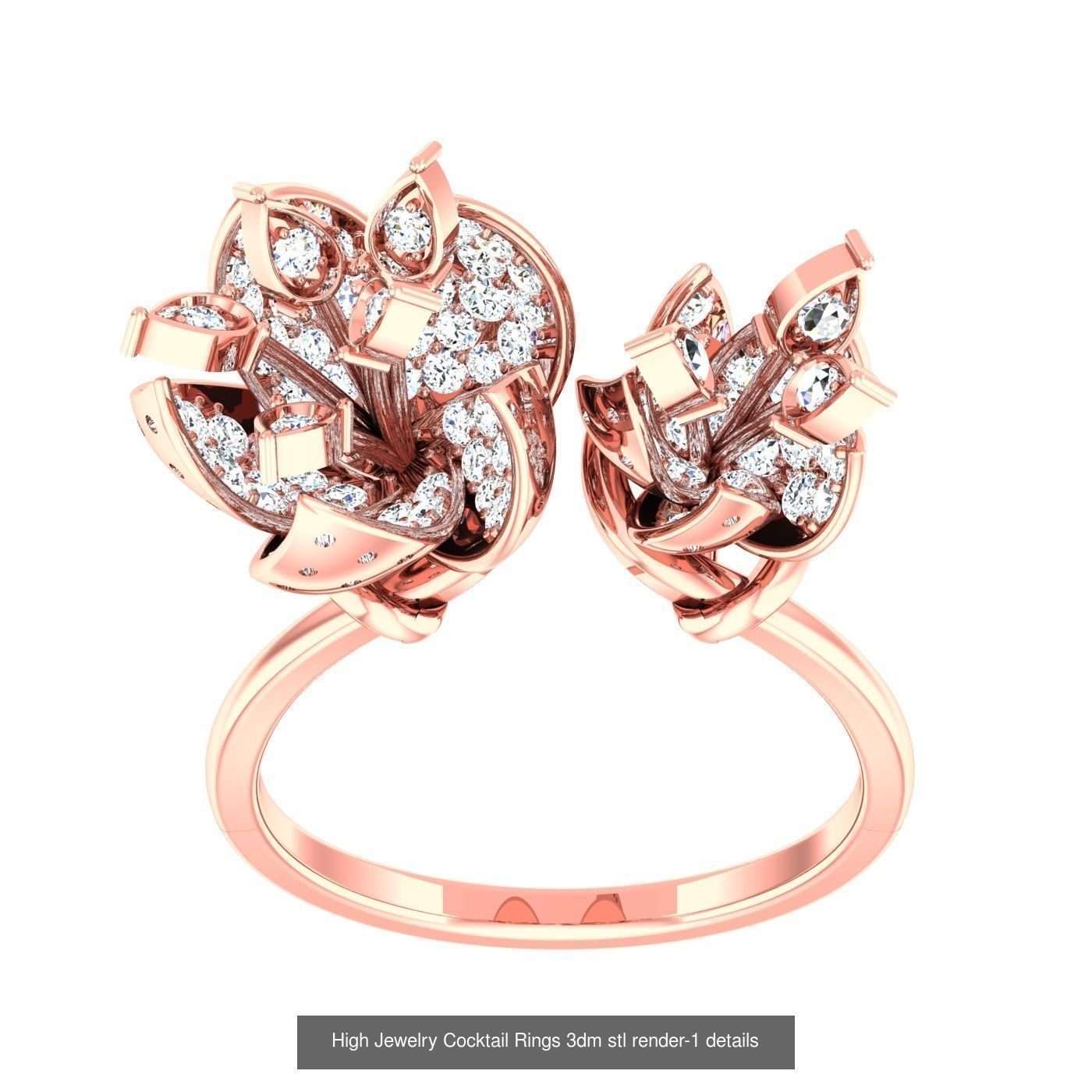20 Flower Leaf High Jewelry Cocktail Rings 3dm stl 1-render 3D Model Collection_16