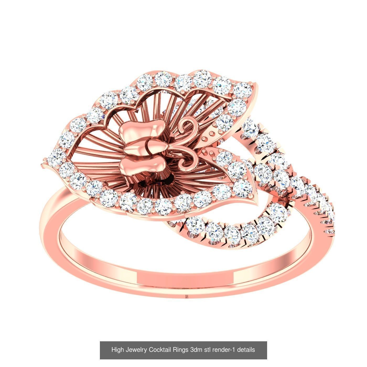 20 Flower Leaf High Jewelry Cocktail Rings 3dm stl 1-render 3D Model Collection_19