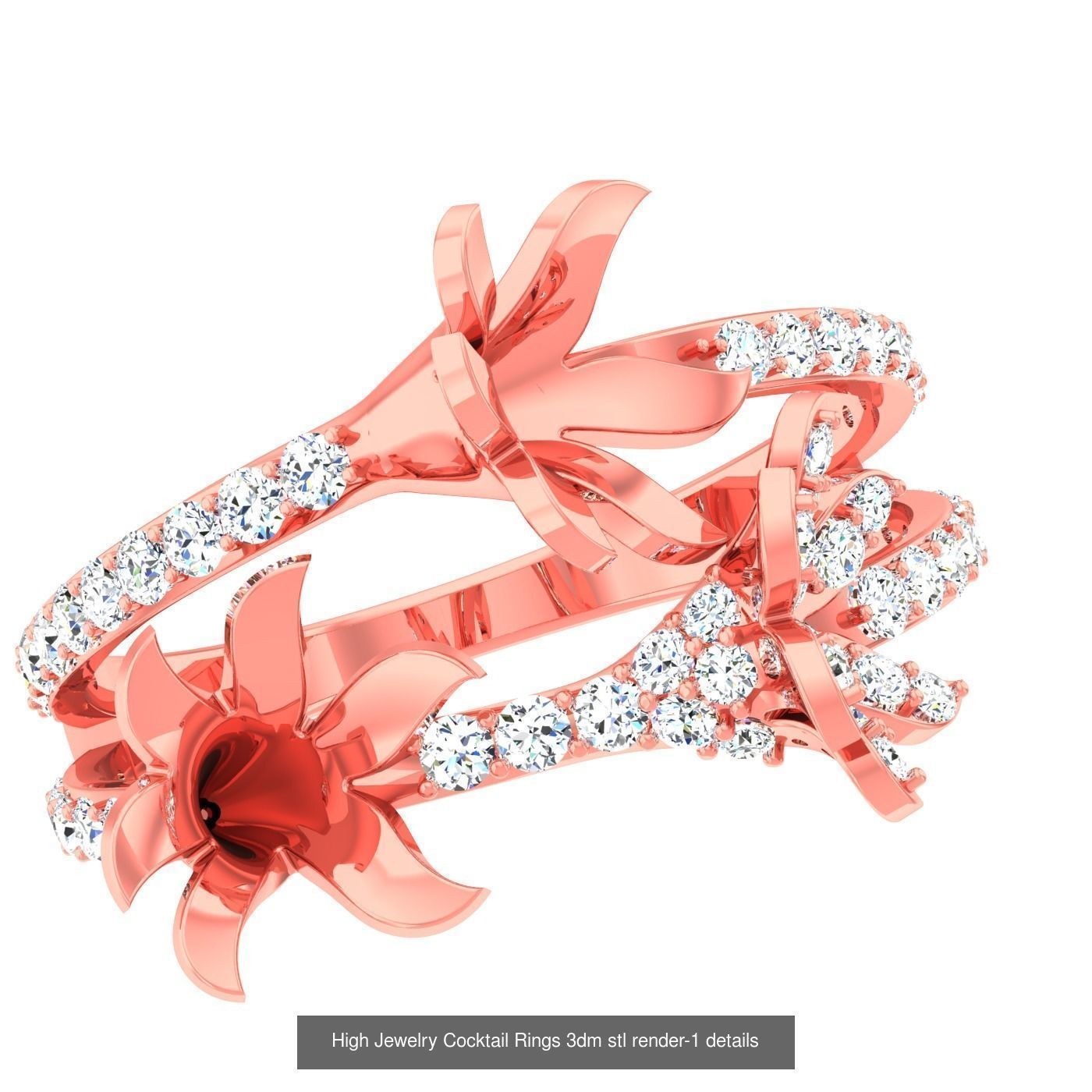 20 Flower Leaf High Jewelry Cocktail Rings 3dm stl 1-render 3D Model Collection_5