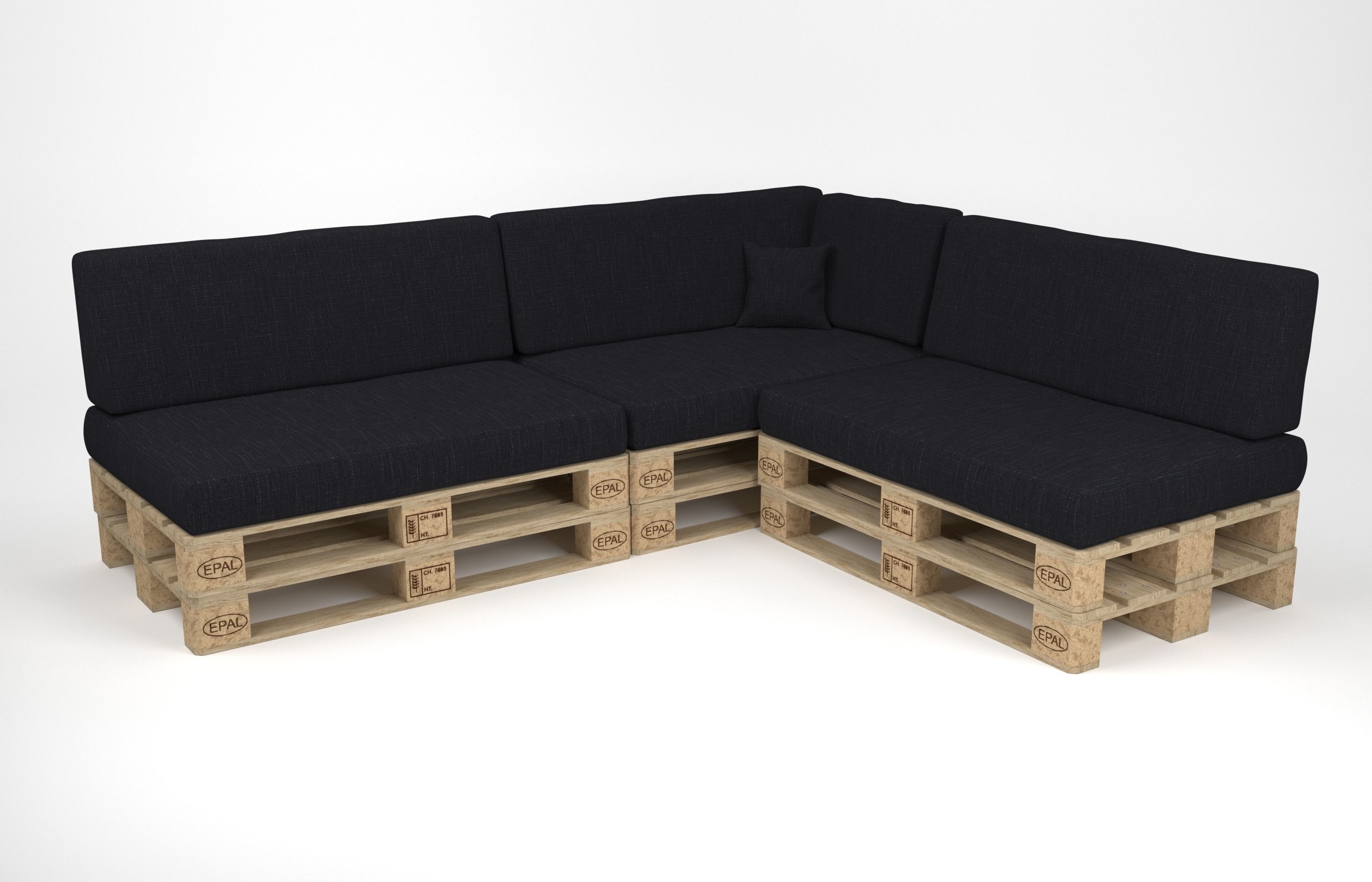 Corner sofa with pallets included - pallet furniture 3D model_2
