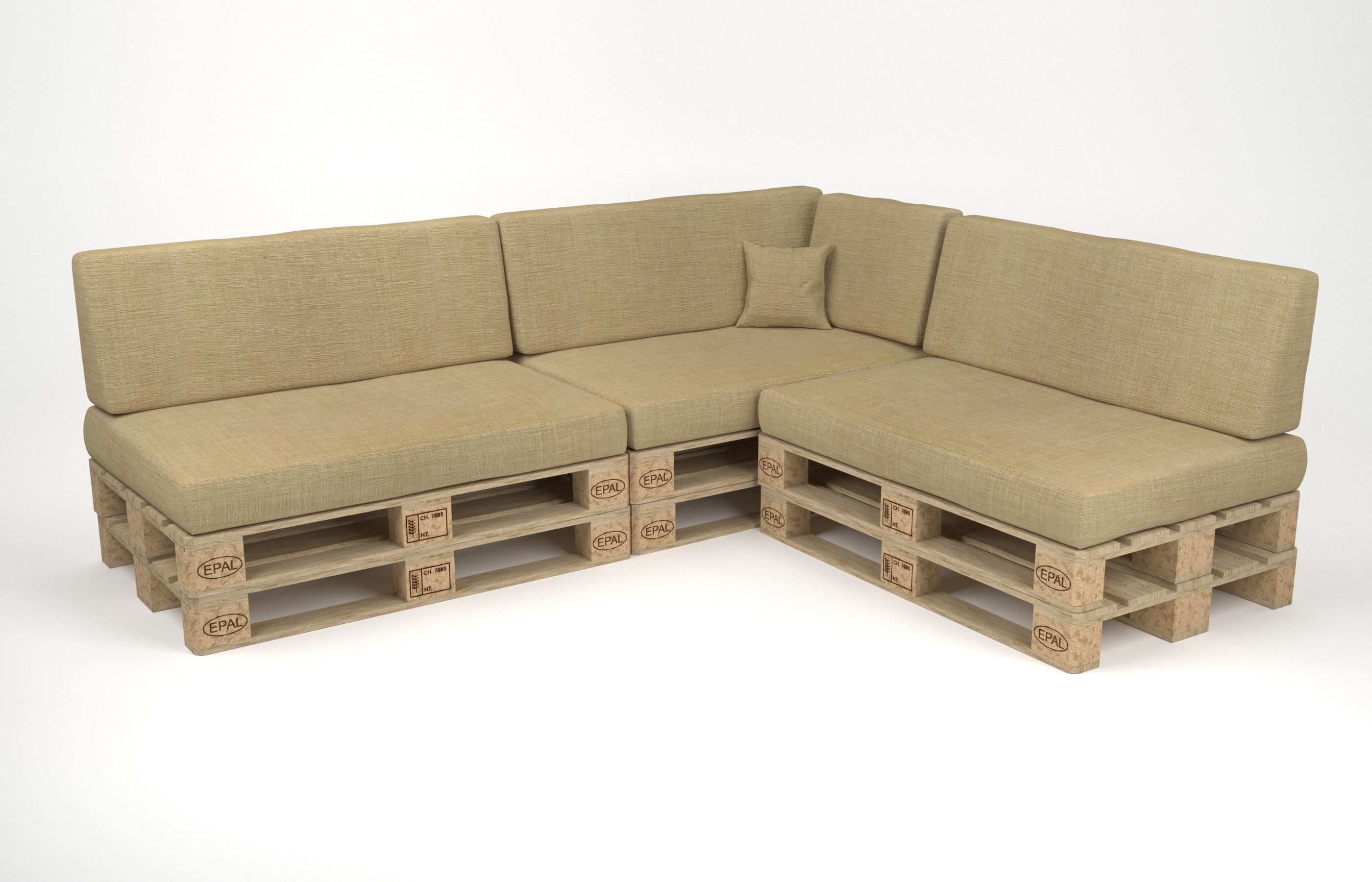 Corner sofa with pallets included - pallet furniture 3D model_3