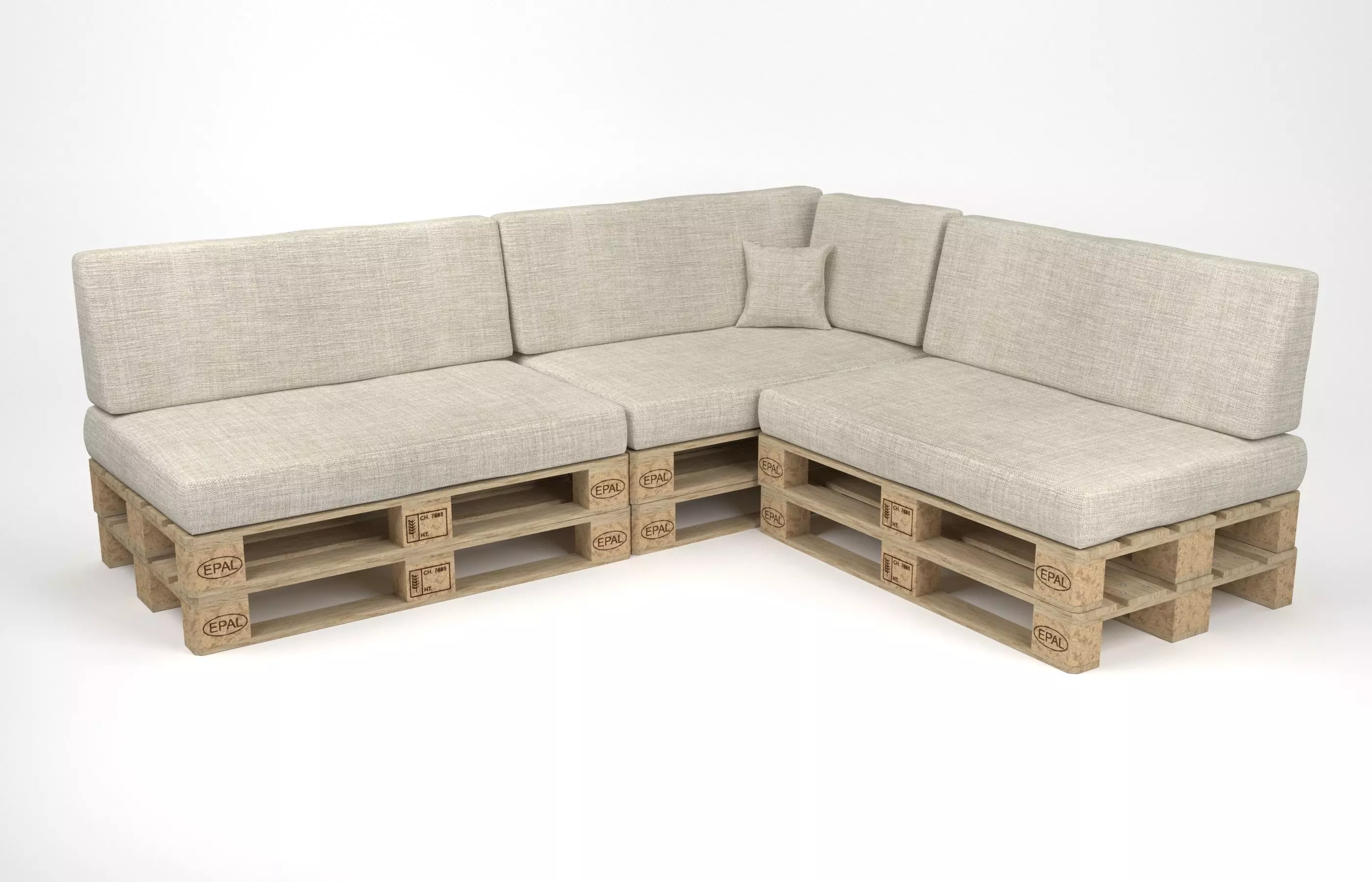 Corner sofa with pallets included - pallet furniture 3D model_0