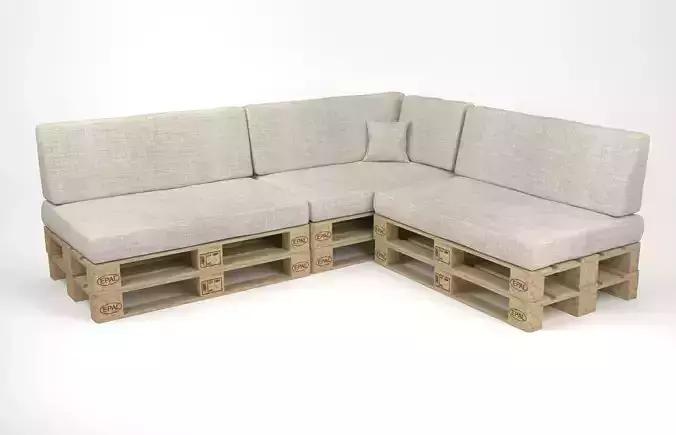 Corner sofa with pallets included - pallet furniture 3D model