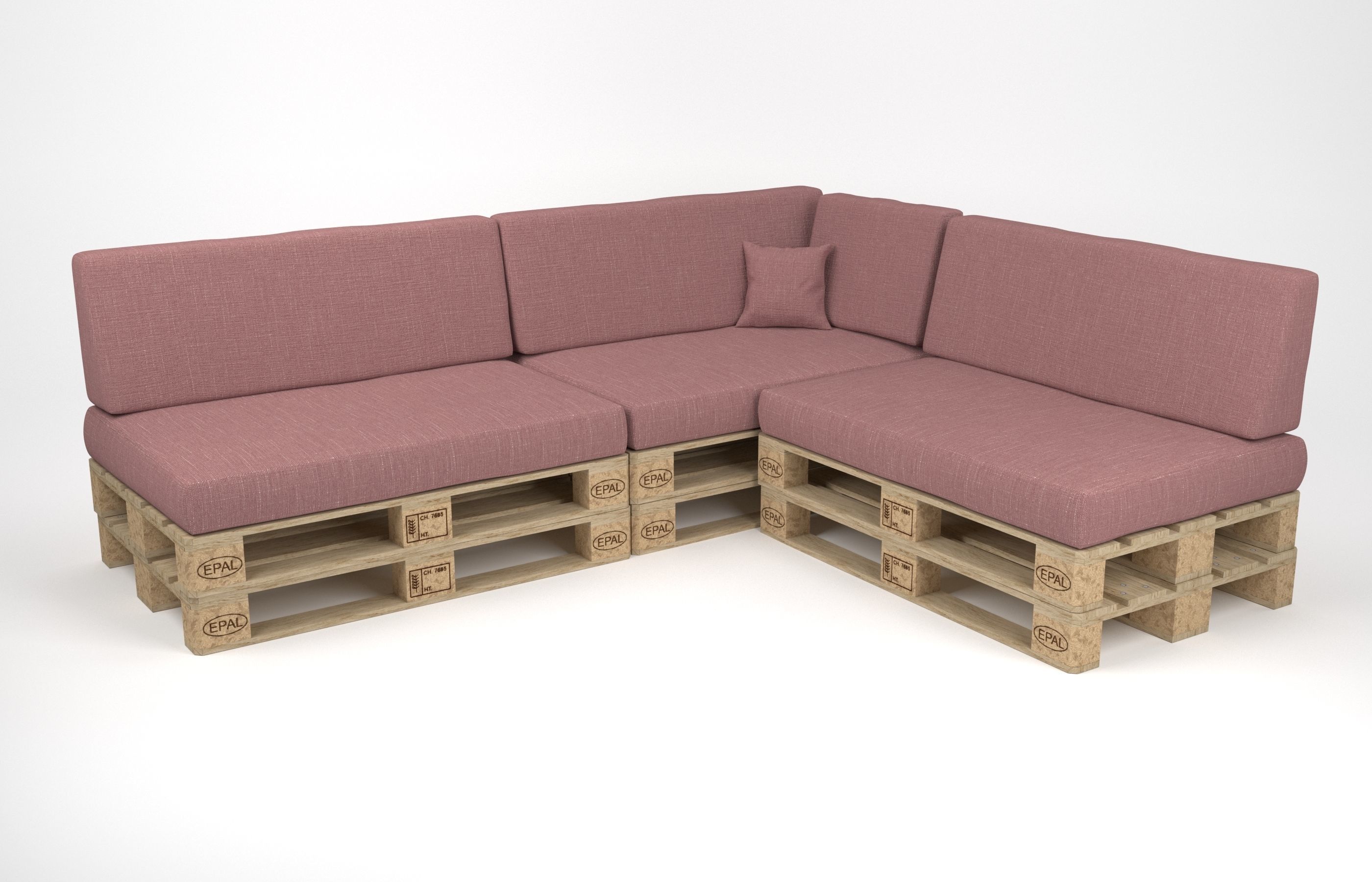 Corner sofa with pallets included - pallet furniture 3D model_4
