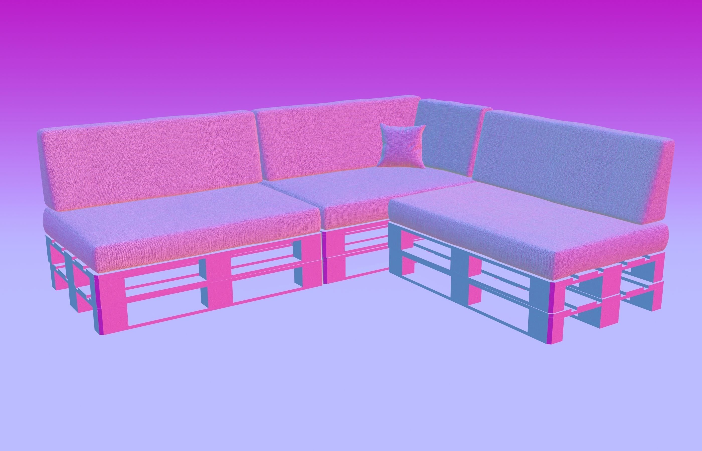 Corner sofa with pallets included - pallet furniture 3D model_10