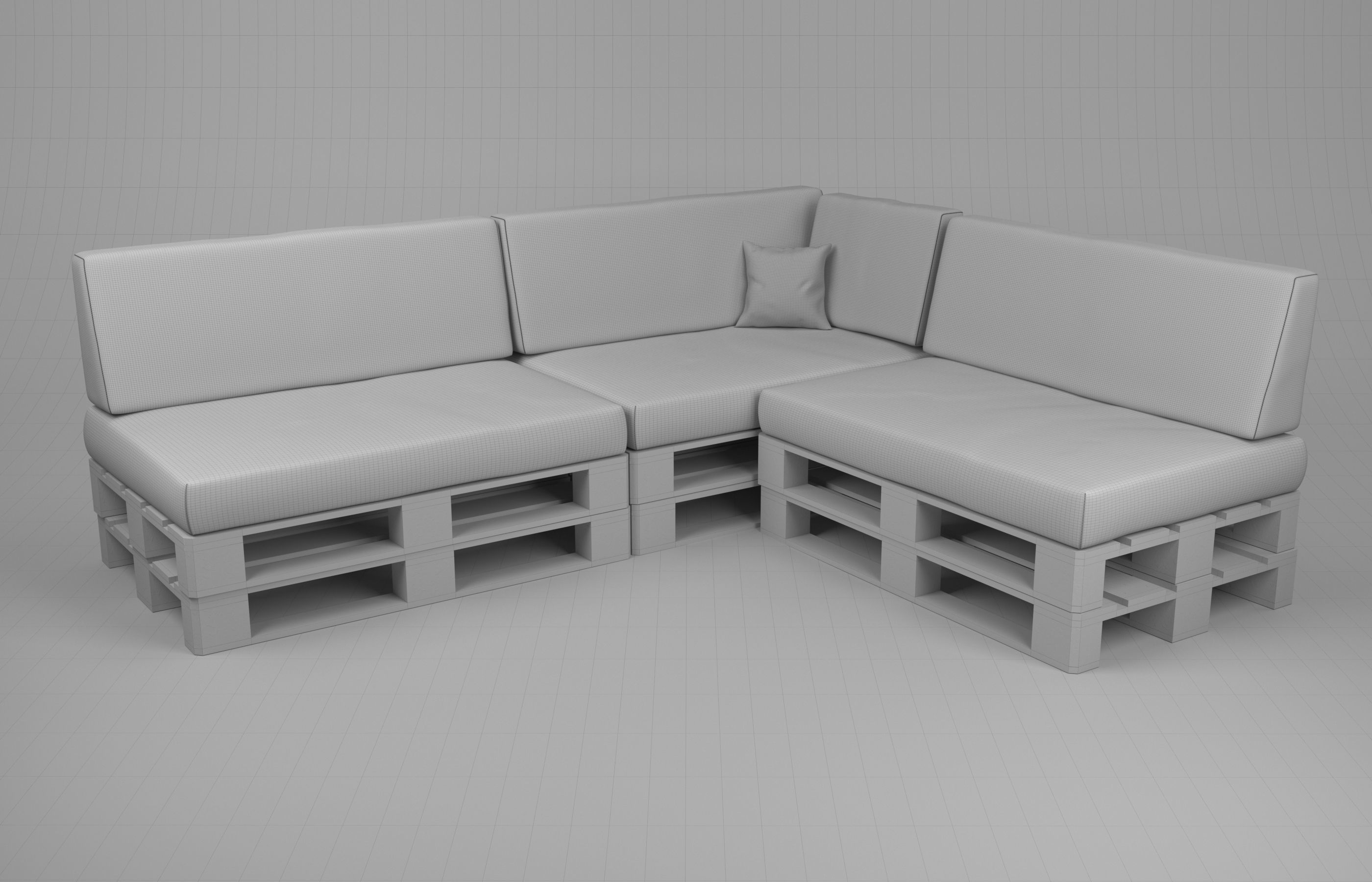Corner sofa with pallets included - pallet furniture 3D model_11