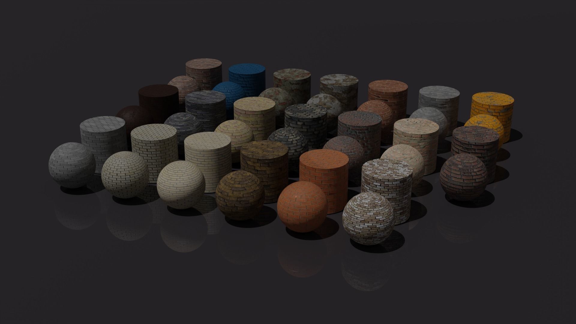 Free Blender Brick and Walls Materials Pack Free low-poly 3D model_3