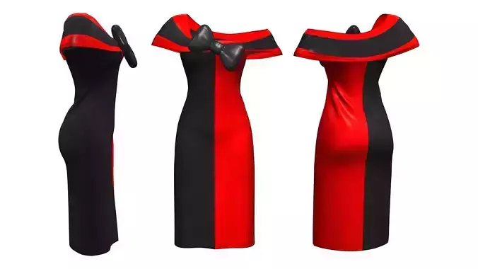 Chest Bow Wrap Shoulders Dress